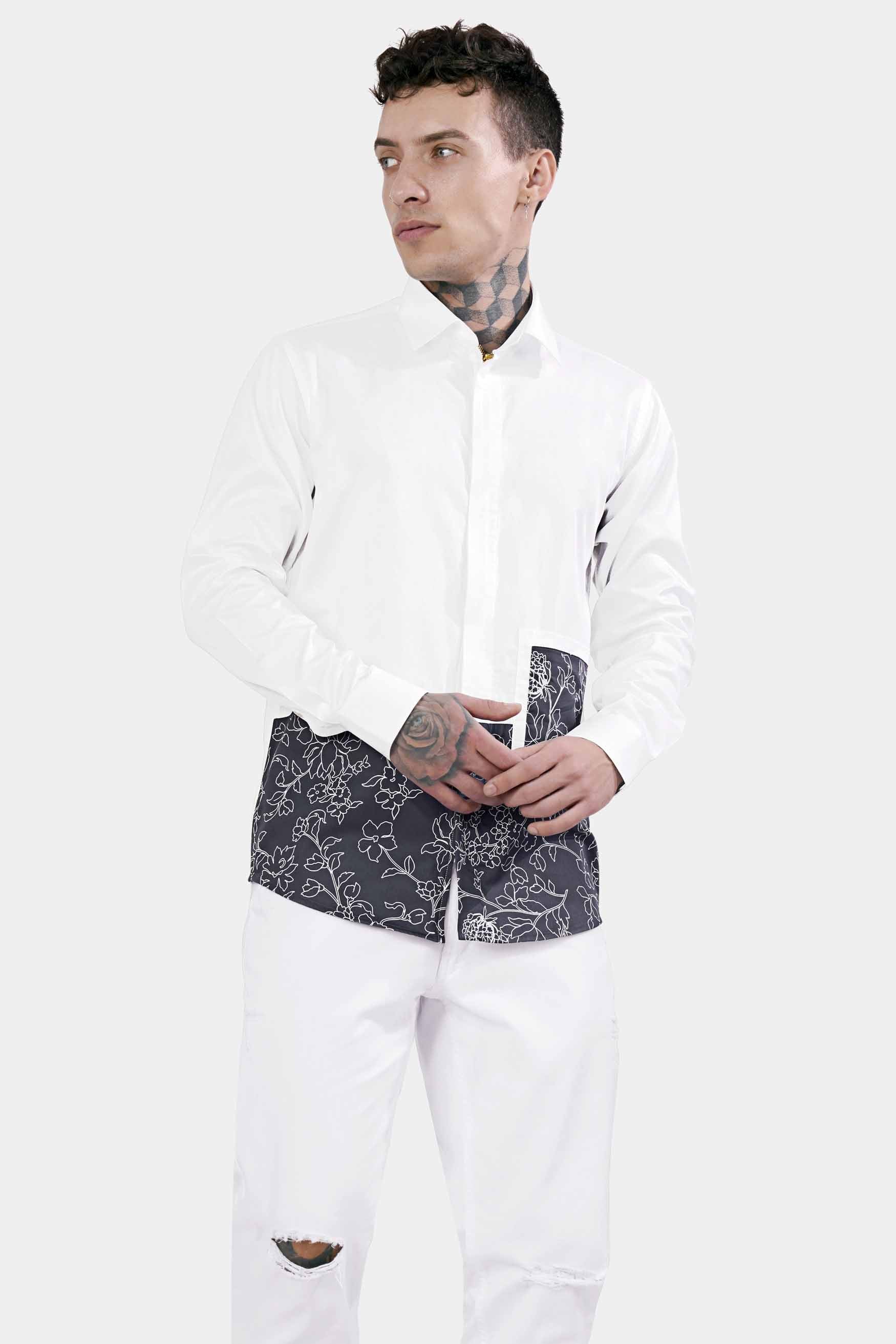 Bright White and Tuna Gray Leaves Printed Subtle Sheen Super Soft Premium Cotton Designer Shirt 11445-ZP-P479-38, 11445-ZP-P479-H-38, 11445-ZP-P479-39, 11445-ZP-P479-H-39, 11445-ZP-P479-40, 11445-ZP-P479-H-40, 11445-ZP-P479-42, 11445-ZP-P479-H-42, 11445-ZP-P479-44, 11445-ZP-P479-H-44, 11445-ZP-P479-46, 11445-ZP-P479-H-46, 11445-ZP-P479-48, 11445-ZP-P479-H-48, 11445-ZP-P479-50, 11445-ZP-P479-H-50, 11445-ZP-P479-52, 11445-ZP-P479-H-52