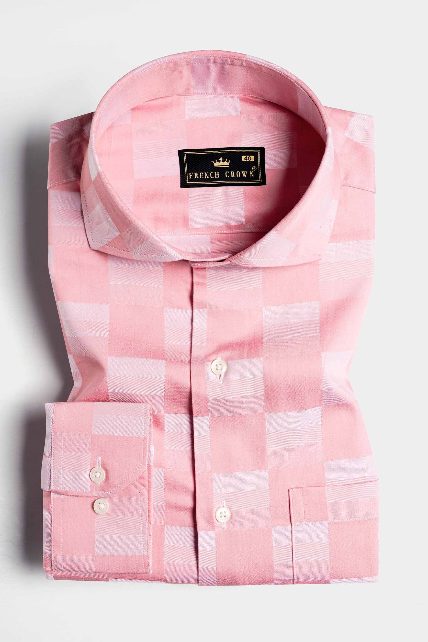 Blossom Pink and Prim Lavender Checked Jacquard Textured Premium Giza Cotton Shirt 11450-CA-38, 11450-CA-H-38, 11450-CA-39, 11450-CA-H-39, 11450-CA-40, 11450-CA-H-40, 11450-CA-42, 11450-CA-H-42, 11450-CA-44, 11450-CA-H-44, 11450-CA-46, 11450-CA-H-46, 11450-CA-48, 11450-CA-H-48, 11450-CA-50, 11450-CA-H-50, 11450-CA-52, 11450-CA-H-52