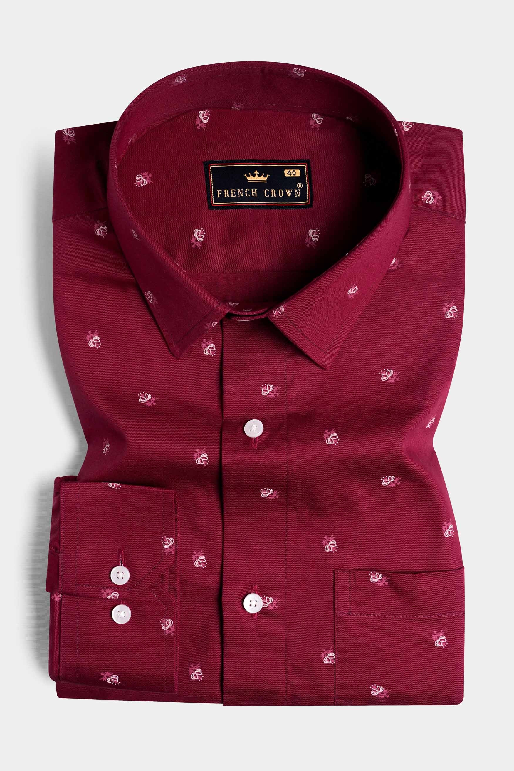 Bulgarian Maroon Ditsy Printed Royal Oxford Shirt 11459-38, 11459-H-38, 11459-39, 11459-H-39, 11459-40, 11459-H-40, 11459-42, 11459-H-42, 11459-44, 11459-H-44, 11459-46, 11459-H-46, 11459-48, 11459-H-48, 11459-50, 11459-H-50, 11459-52, 11459-H-52