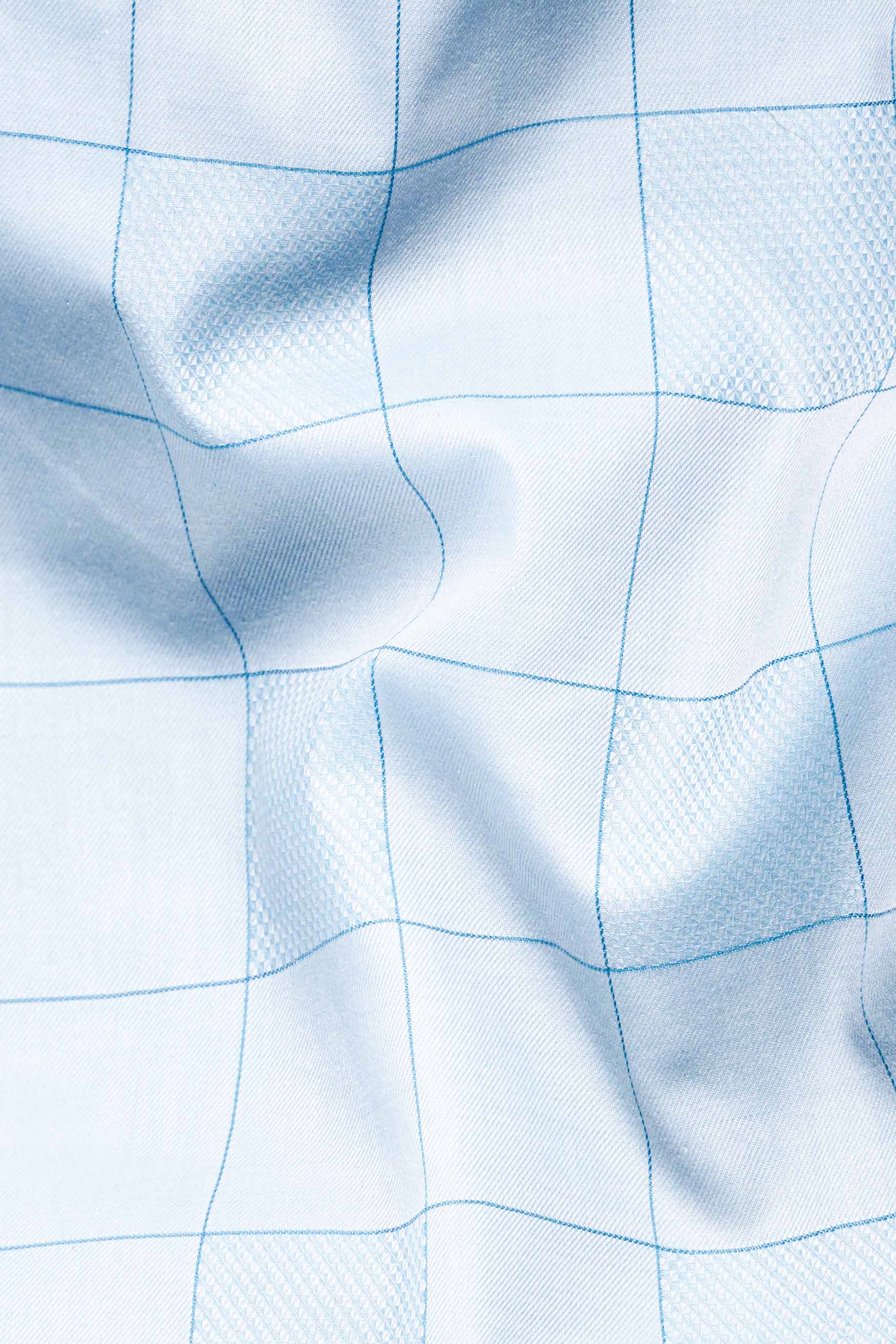 Mercury and Electric Blue Checkered Dobby Textured Premium Giza Cotton Shirt 11463-38, 11463-H-38, 11463-39, 11463-H-39, 11463-40, 11463-H-40, 11463-42, 11463-H-42, 11463-44, 11463-H-44, 11463-46, 11463-H-46, 11463-48, 11463-H-48, 11463-50, 11463-H-50, 11463-52, 11463-H-52