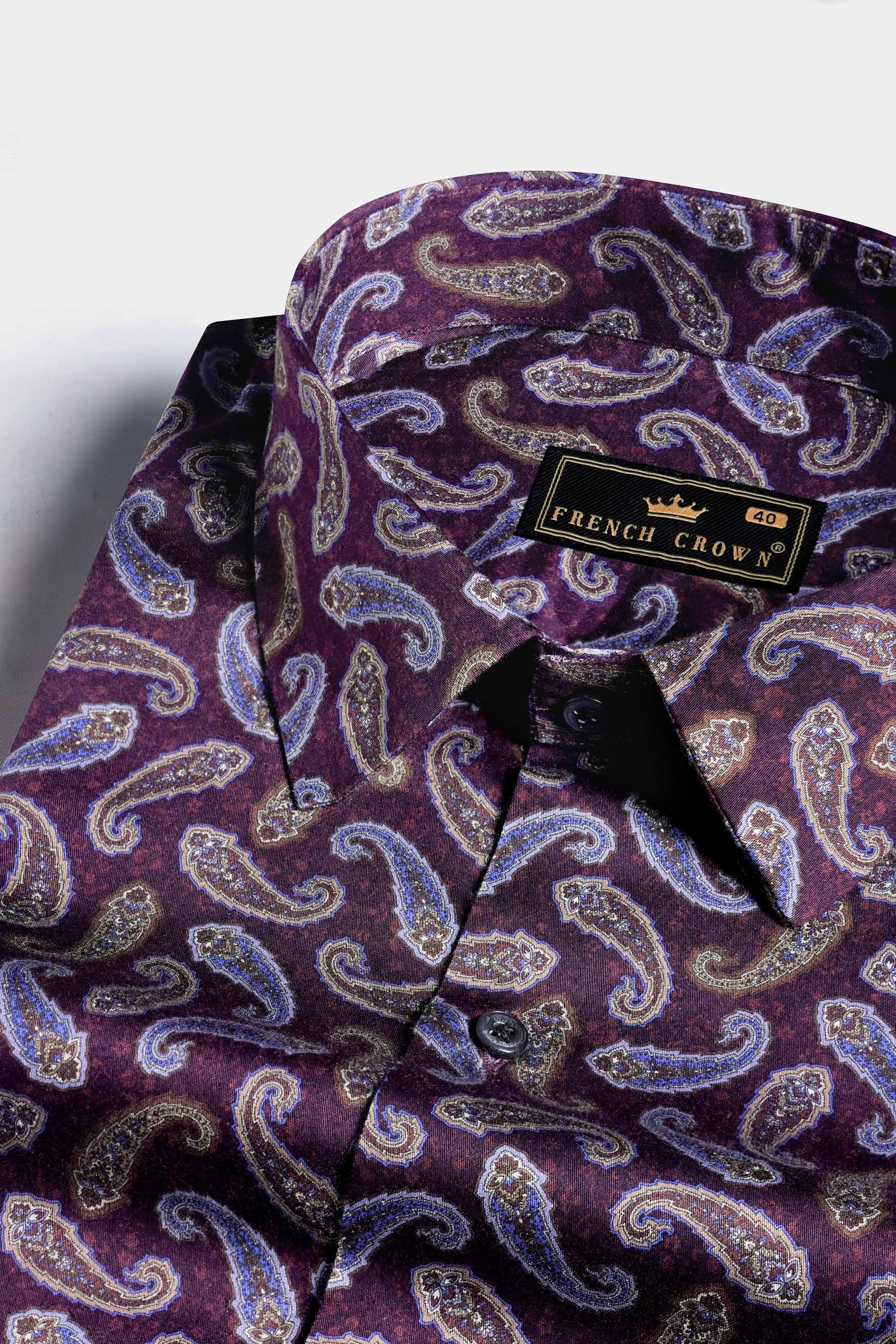 open lace back dress Ripe Plum Purple Casual Prints Premium Cotton Shirt for Men 15in / 38cm / Xs / Half / Short Sleeves