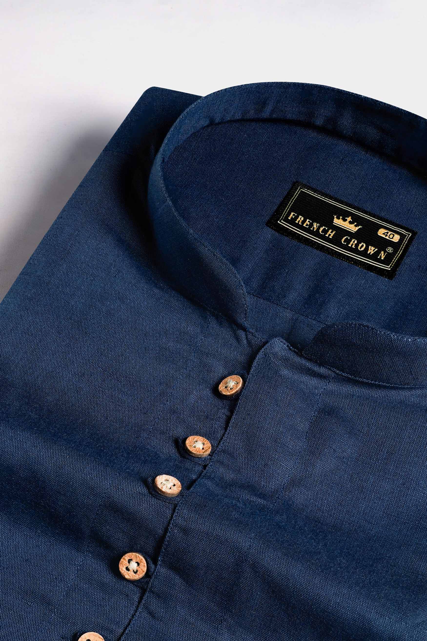 Nile Blue Luxurious Linen Kurta Shirt 11486-KS-38, 11486-KS-H-38, 11486-KS-39, 11486-KS-H-39, 11486-KS-40, 11486-KS-H-40, 11486-KS-42, 11486-KS-H-42, 11486-KS-44, 11486-KS-H-44, 11486-KS-46, 11486-KS-H-46, 11486-KS-48, 11486-KS-H-48, 11486-KS-50, 11486-KS-H-50, 11486-KS-52, 11486-KS-H-52