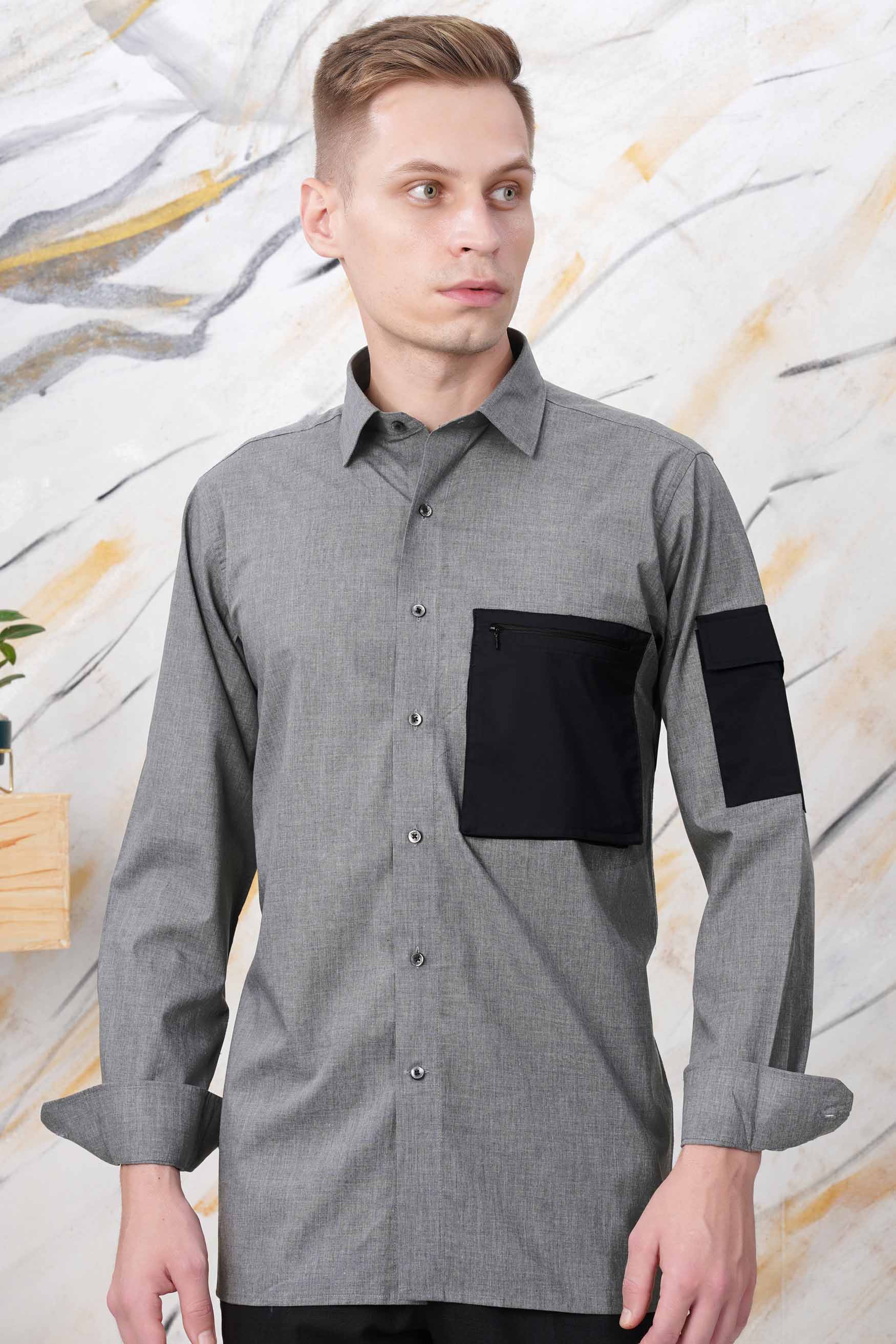 Dim Gray with Black Pockets Chambray Designer Shirt 11489-BLK-P345-38, 11489-BLK-P345-H-38, 11489-BLK-P345-39, 11489-BLK-P345-H-39, 11489-BLK-P345-40, 11489-BLK-P345-H-40, 11489-BLK-P345-42, 11489-BLK-P345-H-42, 11489-BLK-P345-44, 11489-BLK-P345-H-44, 11489-BLK-P345-46, 11489-BLK-P345-H-46, 11489-BLK-P345-48, 11489-BLK-P345-H-48, 11489-BLK-P345-50, 11489-BLK-P345-H-50, 11489-BLK-P345-52, 11489-BLK-P345-H-52