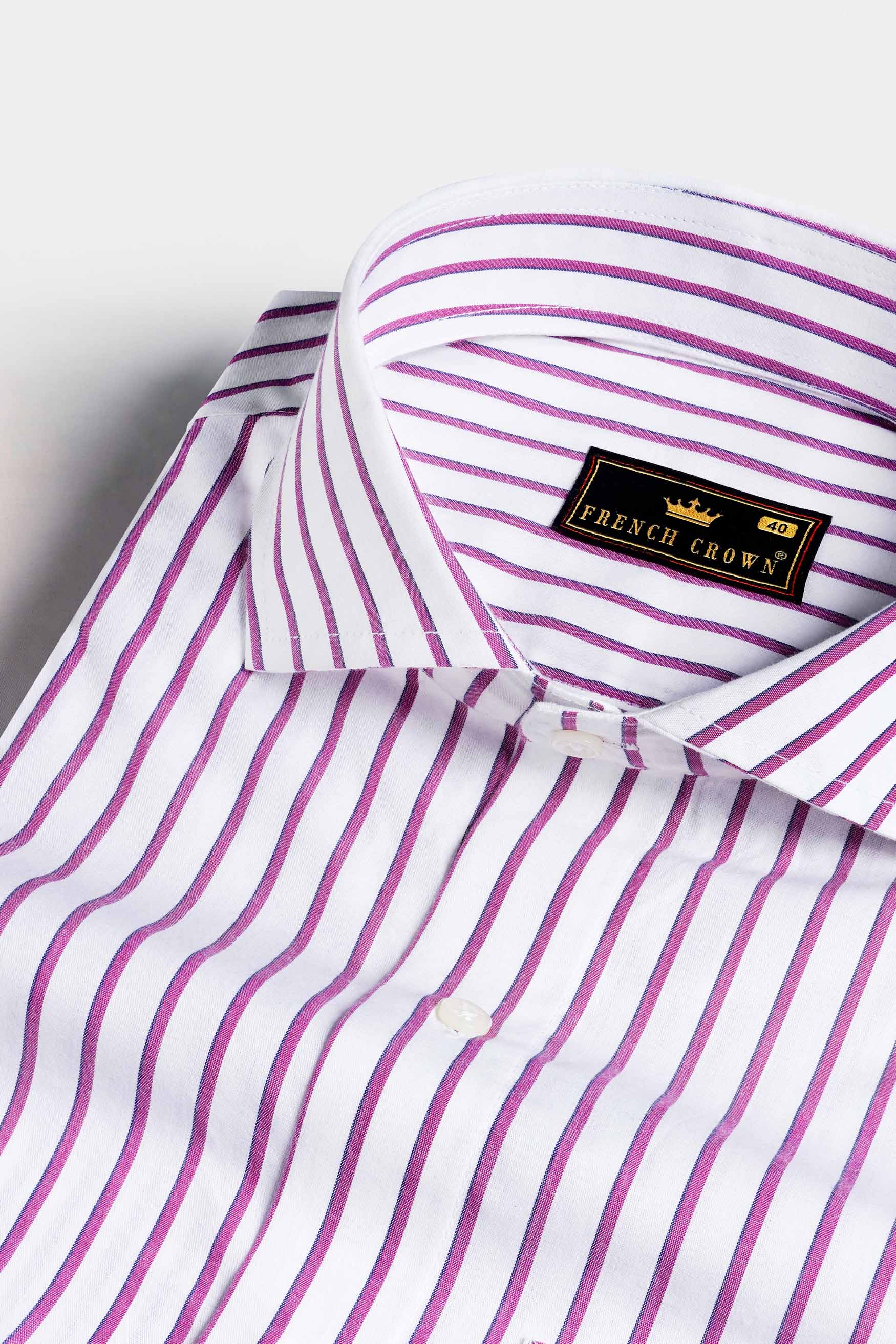 Bright White and Pansy Pink Striped Premium Cotton Shirt 11492-CA-38, 11492-CA-H-38, 11492-CA-39, 11492-CA-H-39, 11492-CA-40, 11492-CA-H-40, 11492-CA-42, 11492-CA-H-42, 11492-CA-44, 11492-CA-H-44, 11492-CA-46, 11492-CA-H-46, 11492-CA-48, 11492-CA-H-48, 11492-CA-50, 11492-CA-H-50, 11492-CA-52, 11492-CA-H-52