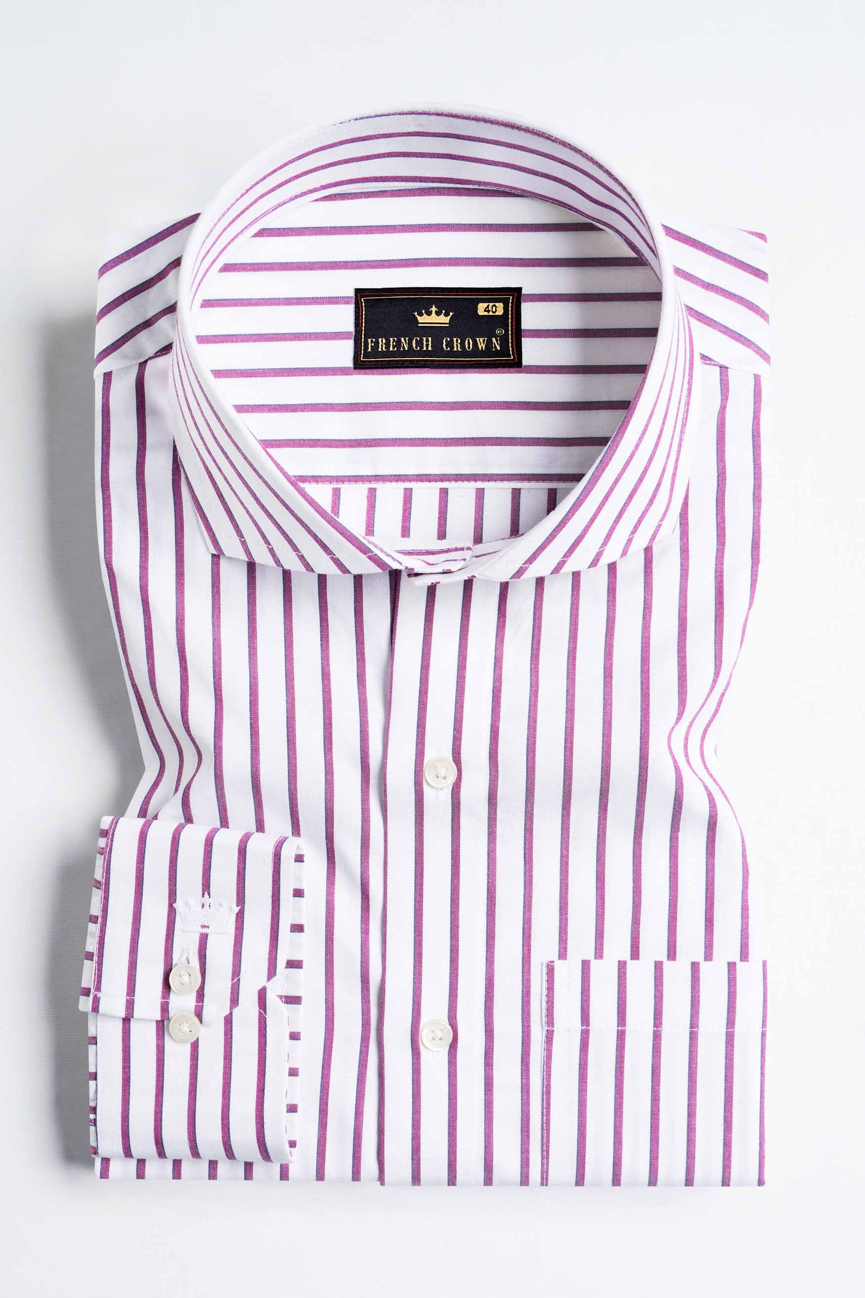 Bright White and Pansy Pink Striped Premium Cotton Shirt 11492-CA-38, 11492-CA-H-38, 11492-CA-39, 11492-CA-H-39, 11492-CA-40, 11492-CA-H-40, 11492-CA-42, 11492-CA-H-42, 11492-CA-44, 11492-CA-H-44, 11492-CA-46, 11492-CA-H-46, 11492-CA-48, 11492-CA-H-48, 11492-CA-50, 11492-CA-H-50, 11492-CA-52, 11492-CA-H-52