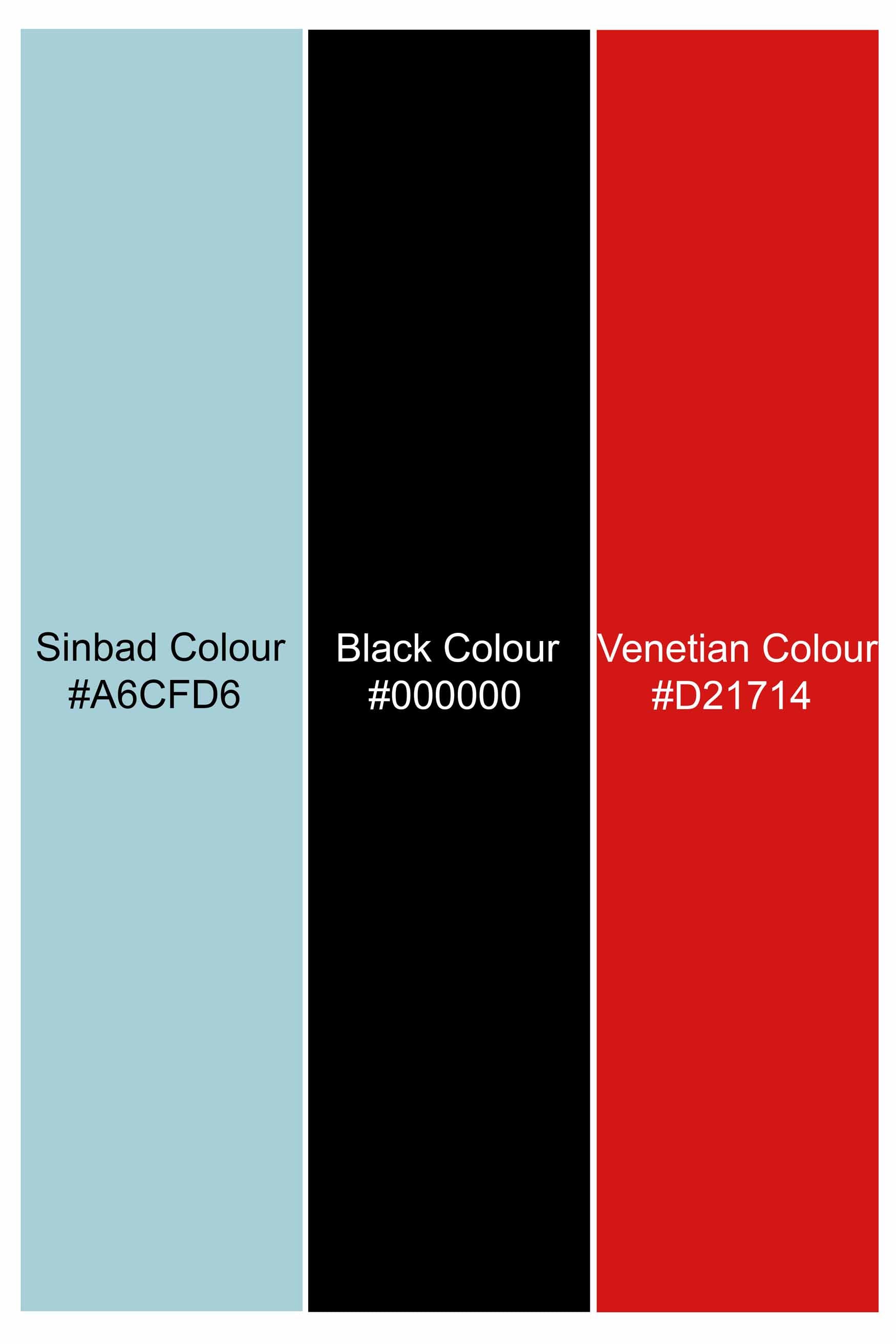 Sinbad Blue and Black Bear Printed Premium Cotton Designer Shirt