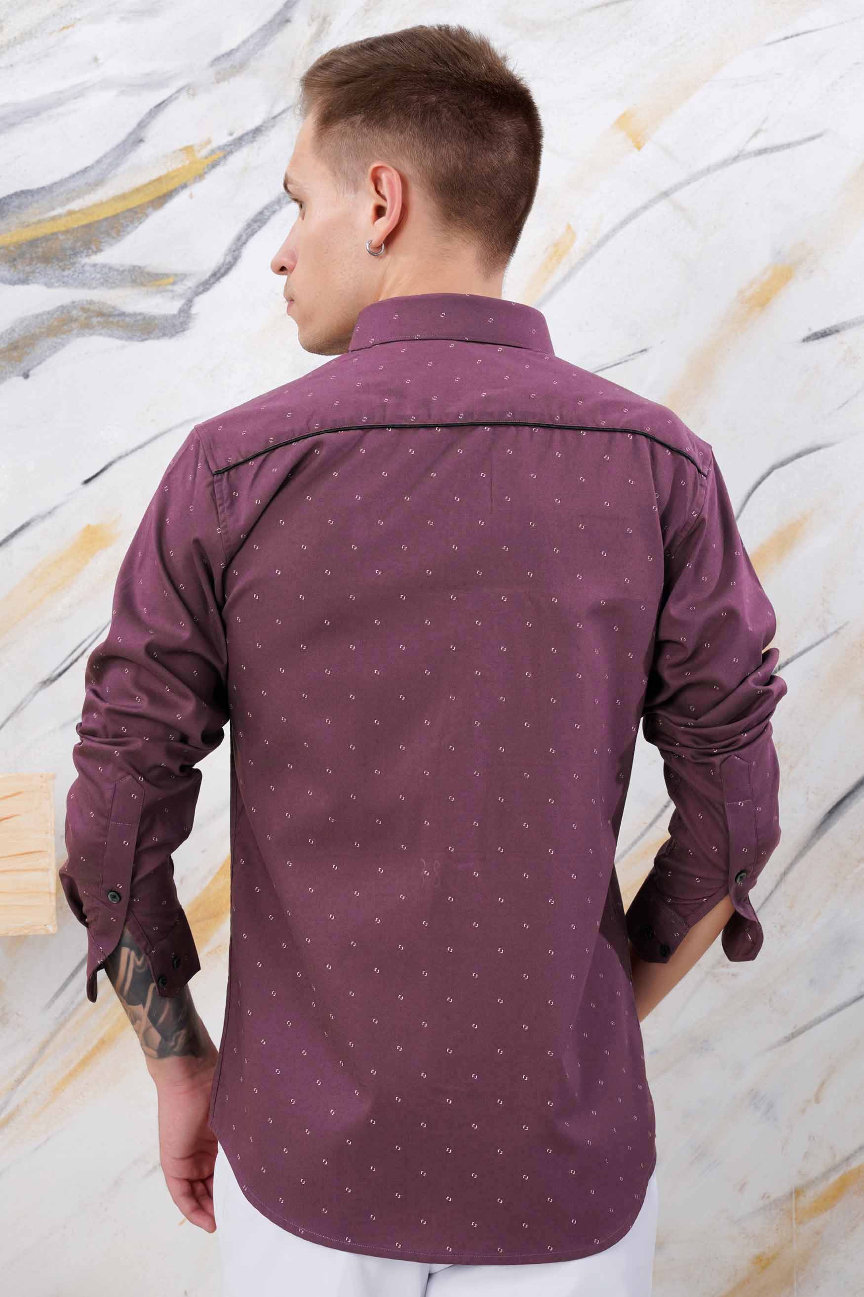 Byzantium Purple Printed Stretchable Herringbone Shirt