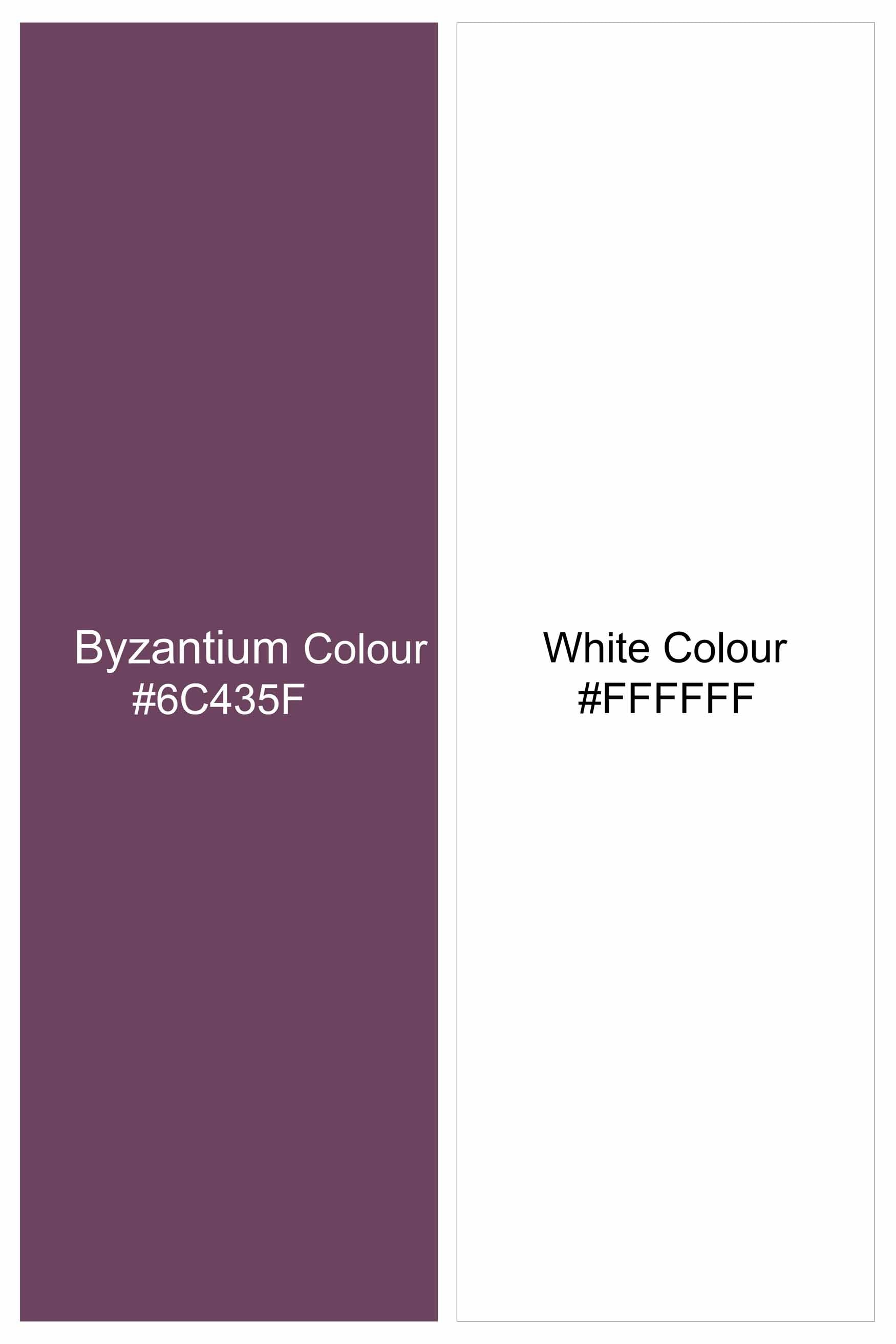 Byzantium Purple Printed Stretchable Herringbone Shirt