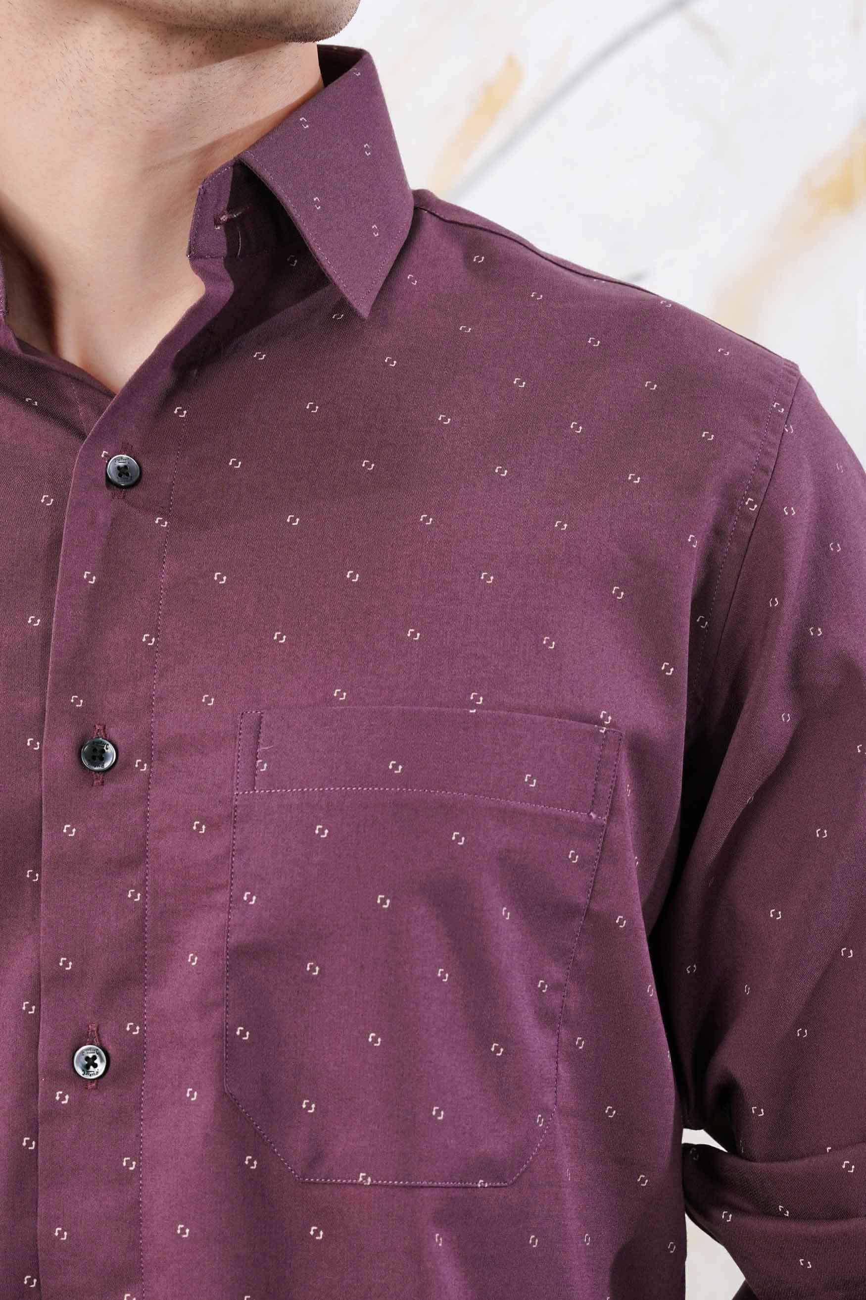 Byzantium Purple Printed Stretchable Herringbone Shirt