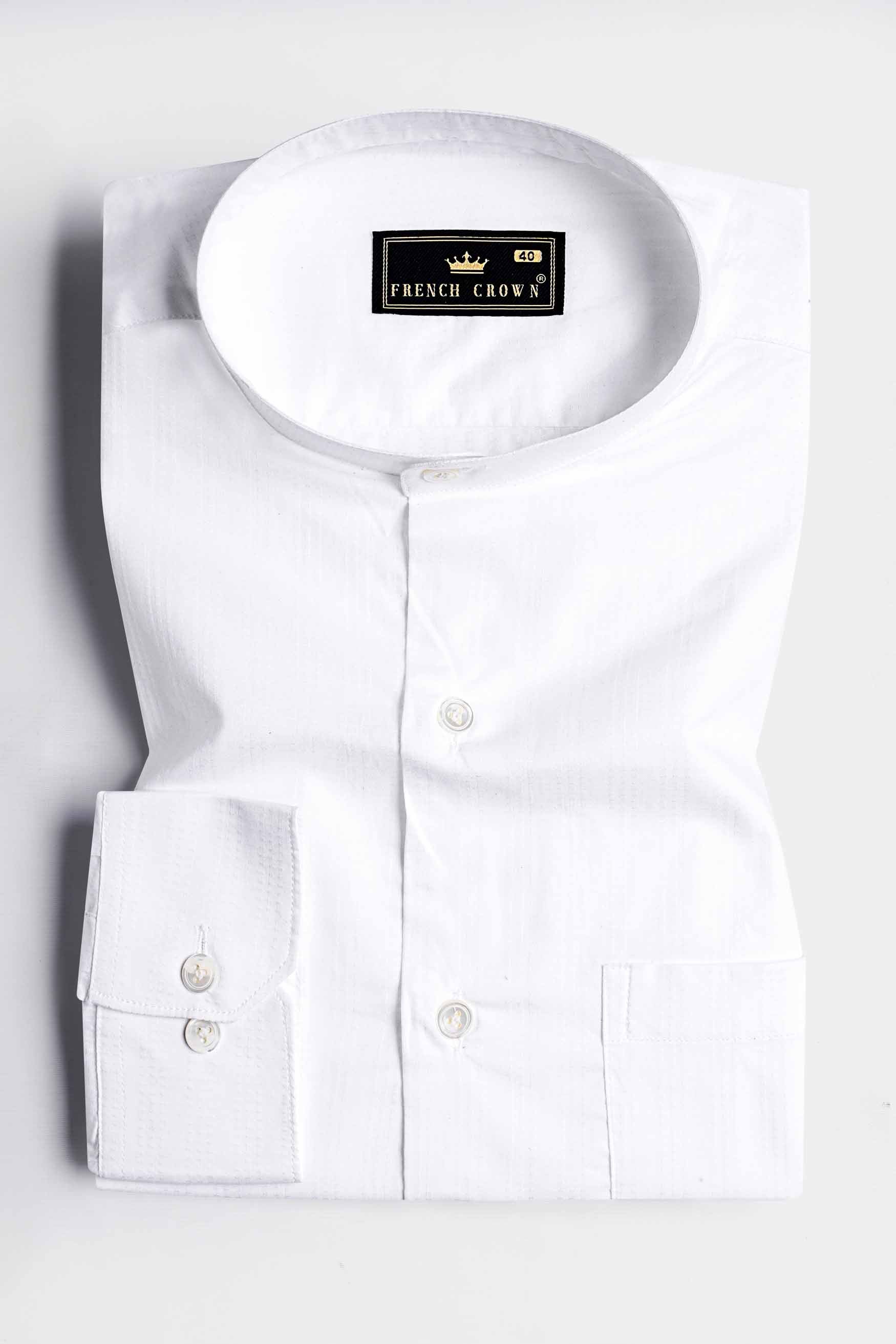 Bright White Dobby Textured Premium Giza Cotton Shirt