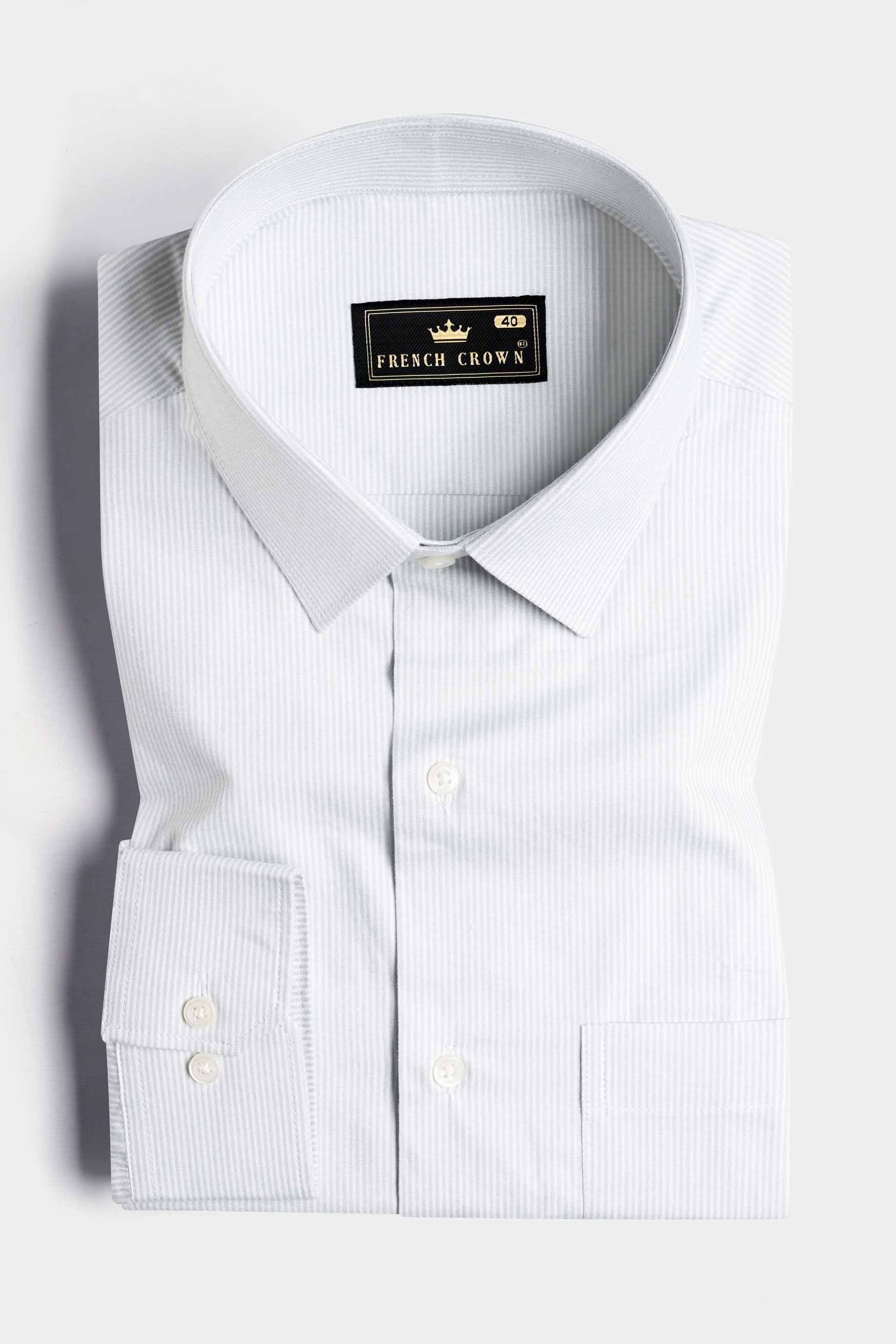 Gainsboro Gray and White Pinstriped Premium Cotton Shirt