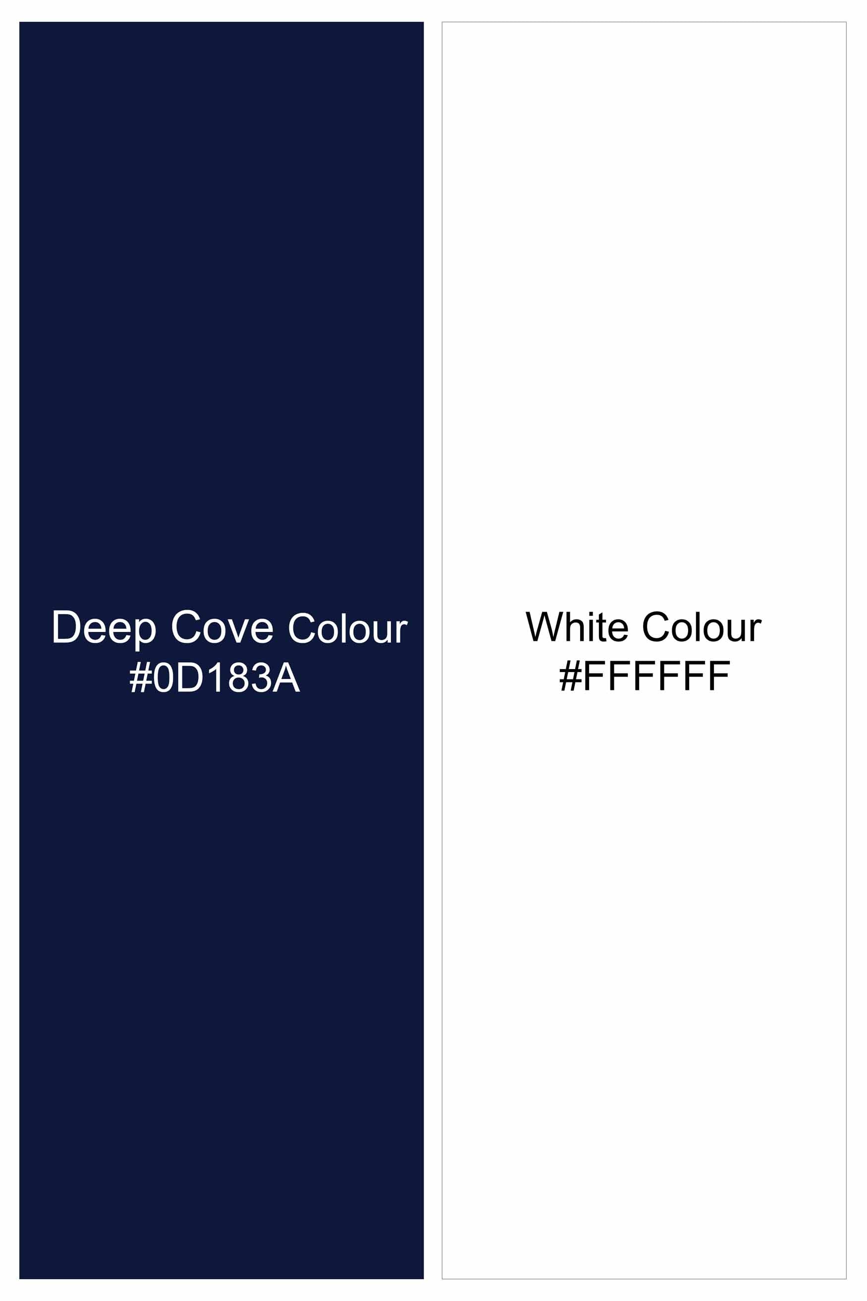 Deep Cove Blue and White Gingham Checkered Dobby Textured Premium Giza Cotton Shirt