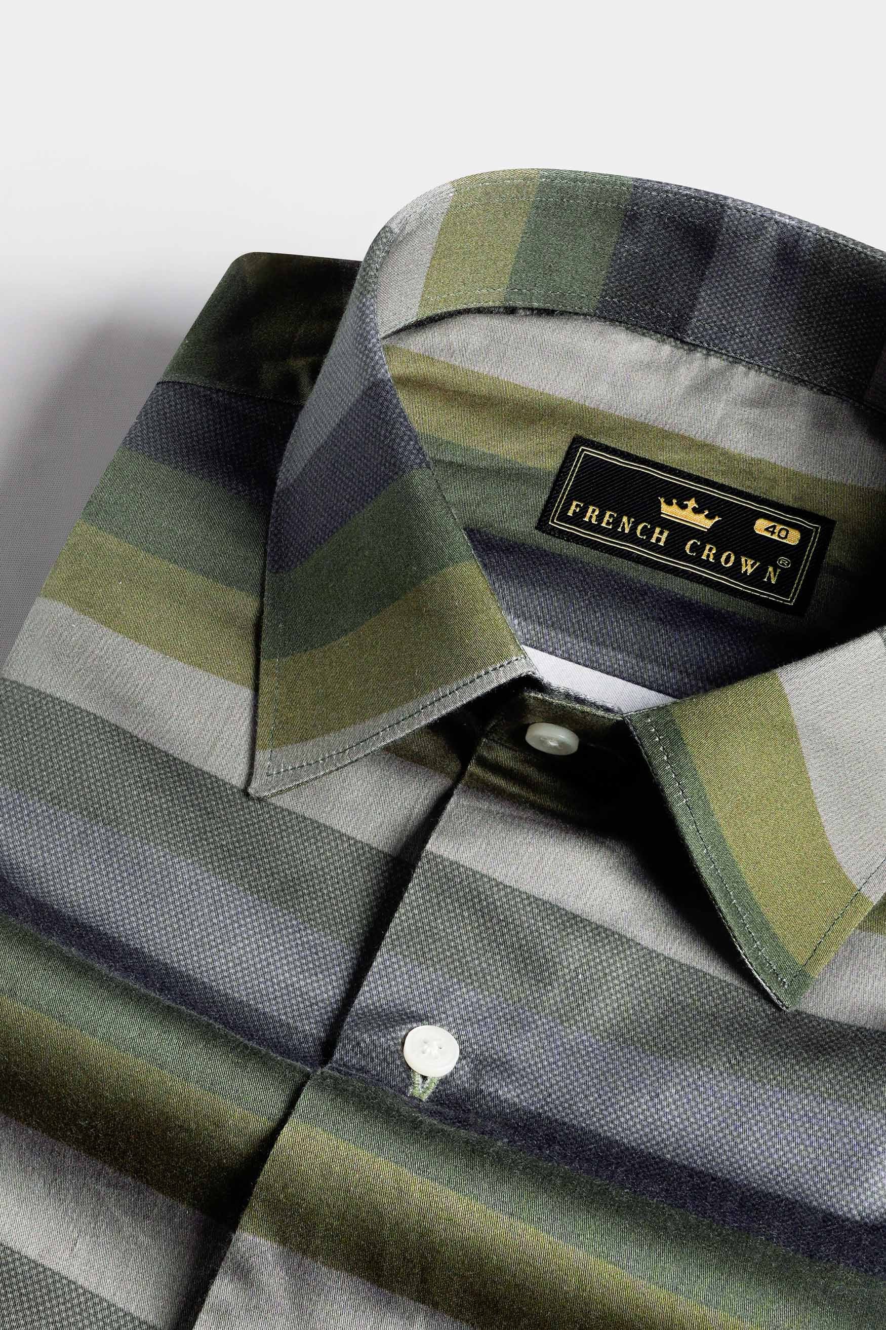 Tuatara Green and Oslo Gray Multicolour Subtle Sheen Super Soft Premium Cotton Shirt
