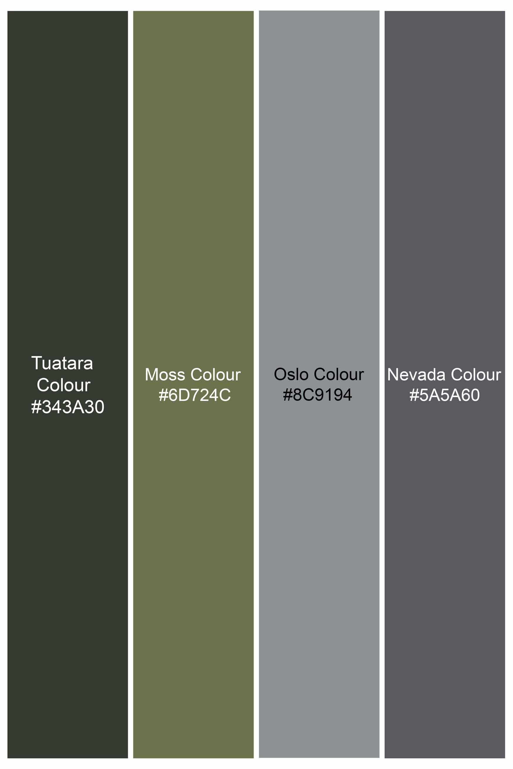 Tuatara Green and Oslo Gray Multicolour Subtle Sheen Super Soft Premium Cotton Shirt
