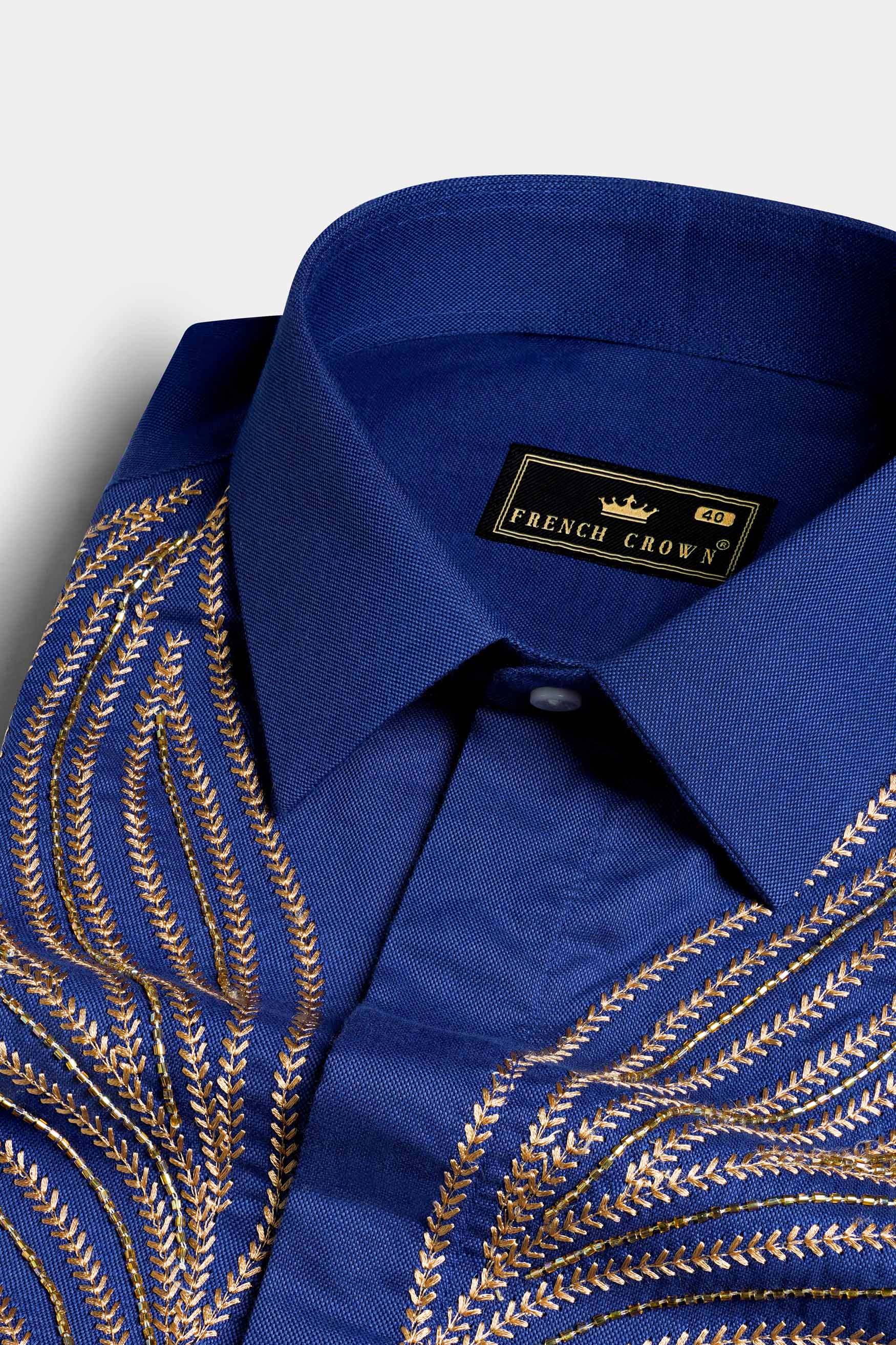 Downriver Blue Moti Work Wings Hand Stitched Royal Oxford Designer Shirt 11551-P782-E288-38, 11551-P782-E288-H-38, 11551-P782-E288-39, 11551-P782-E288-H-39, 11551-P782-E288-40, 11551-P782-E288-H-40, 11551-P782-E288-42, 11551-P782-E288-H-42, 11551-P782-E288-44, 11551-P782-E288-H-44, 11551-P782-E288-46, 11551-P782-E288-H-46, 11551-P782-E288-48, 11551-P782-E288-H-48, 11551-P782-E288-50, 11551-P782-E288-H-50, 11551-P782-E288-52, 11551-P782-E288-H-52