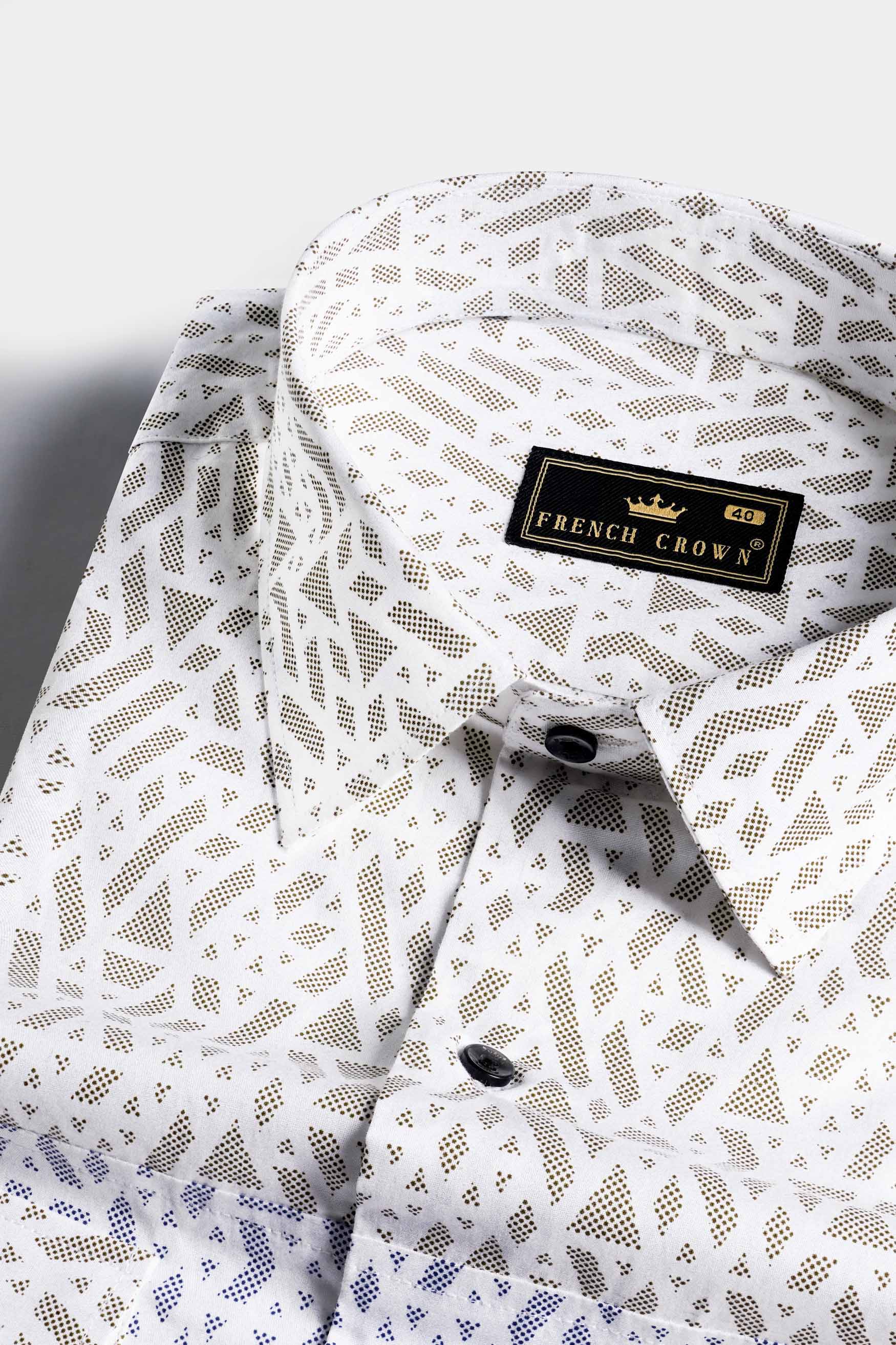 Bright White with Cork Brown and Nile Blue Printed Subtle Sheen Super Soft Premium Cotton Designer Shirt 11567-BLK-FP-38, 11567-BLK-FP-H-38, 11567-BLK-FP-39, 11567-BLK-FP-H-39, 11567-BLK-FP-40, 11567-BLK-FP-H-40, 11567-BLK-FP-42, 11567-BLK-FP-H-42, 11567-BLK-FP-44, 11567-BLK-FP-H-44, 11567-BLK-FP-46, 11567-BLK-FP-H-46, 11567-BLK-FP-48, 11567-BLK-FP-H-48, 11567-BLK-FP-50, 11567-BLK-FP-H-50, 11567-BLK-FP-52, 11567-BLK-FP-H-52