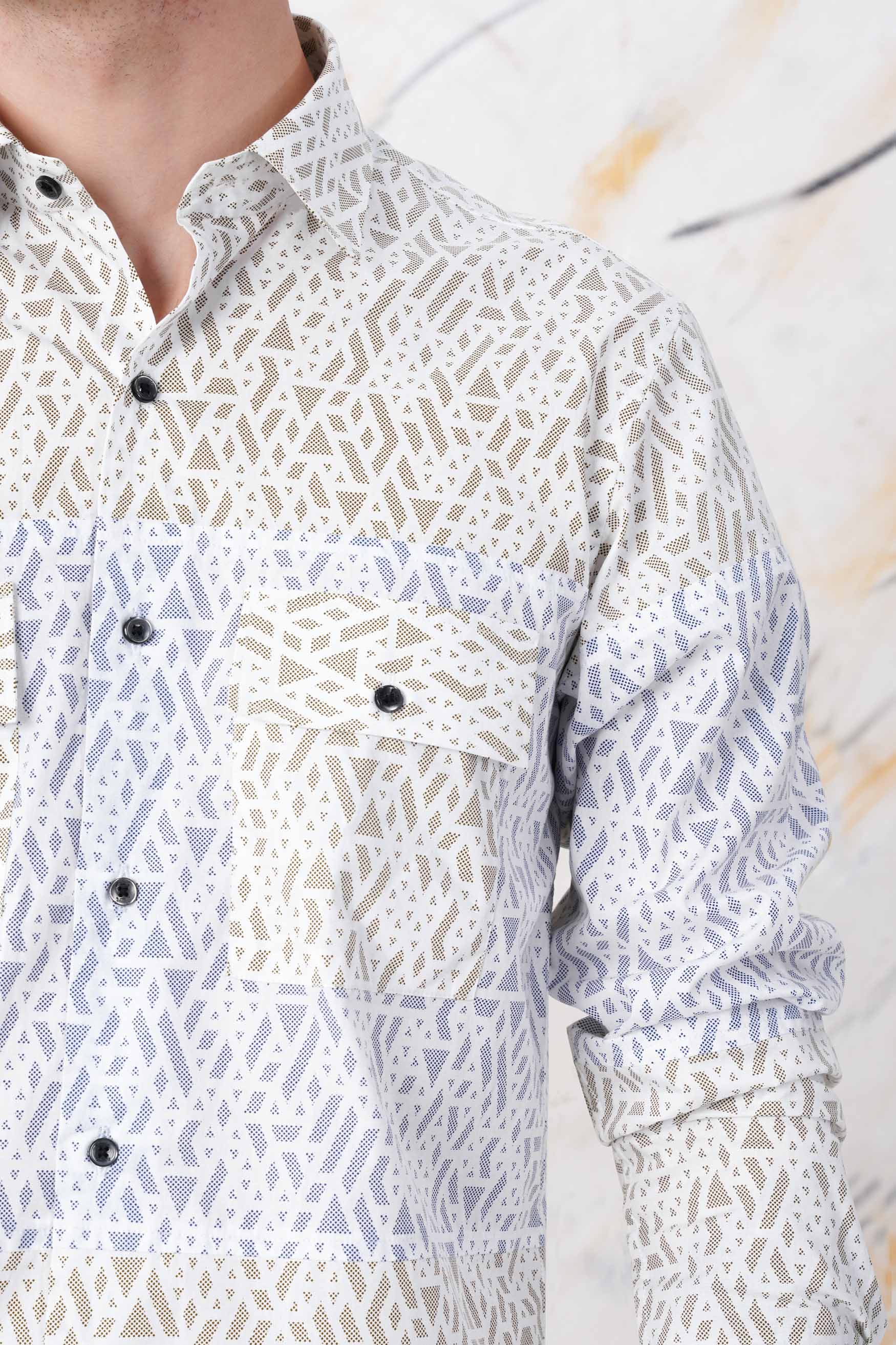 Bright White with Cork Brown and Nile Blue Printed Subtle Sheen Super Soft Premium Cotton Designer Shirt 11567-BLK-FP-38, 11567-BLK-FP-H-38, 11567-BLK-FP-39, 11567-BLK-FP-H-39, 11567-BLK-FP-40, 11567-BLK-FP-H-40, 11567-BLK-FP-42, 11567-BLK-FP-H-42, 11567-BLK-FP-44, 11567-BLK-FP-H-44, 11567-BLK-FP-46, 11567-BLK-FP-H-46, 11567-BLK-FP-48, 11567-BLK-FP-H-48, 11567-BLK-FP-50, 11567-BLK-FP-H-50, 11567-BLK-FP-52, 11567-BLK-FP-H-52