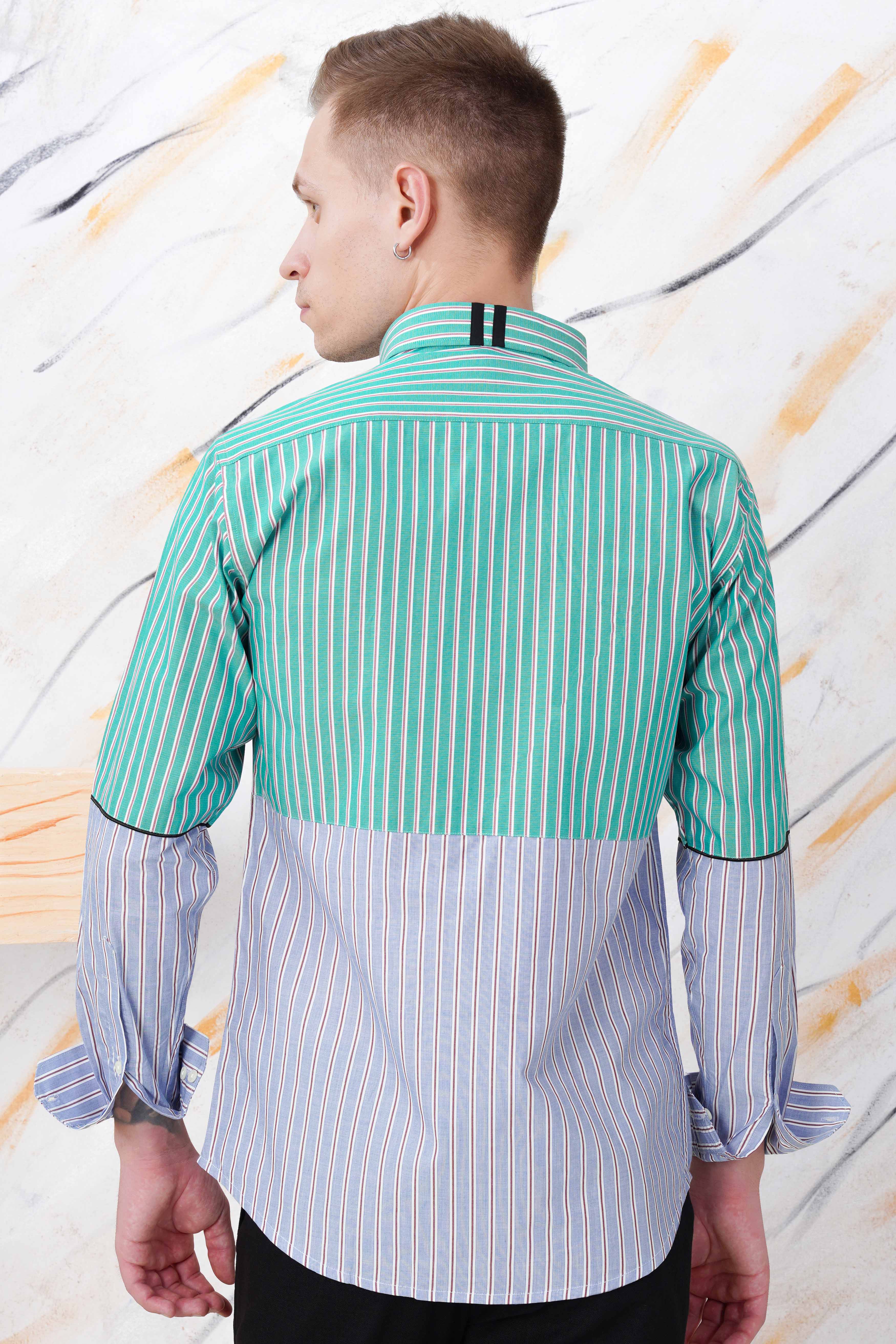 Downy Green and Periwinkle Blue Striped Premium Cotton Designer Shirt 11578-P467-38, 11578-P467-H-38, 11578-P467-39, 11578-P467-H-39, 11578-P467-40, 11578-P467-H-40, 11578-P467-42, 11578-P467-H-42, 11578-P467-44, 11578-P467-H-44, 11578-P467-46, 11578-P467-H-46, 11578-P467-48, 11578-P467-H-48, 11578-P467-50, 11578-P467-H-50, 11578-P467-52, 11578-P467-H-52