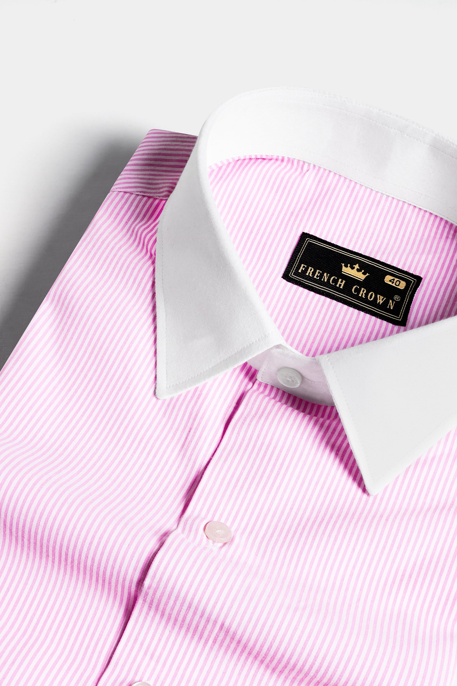 Melanie Pink and White Striped with White Cuffs and Collar Premium Cotton Shirt 11587-WCC-38, 11587-WCC-H-38, 11587-WCC-39, 11587-WCC-H-39, 11587-WCC-40, 11587-WCC-H-40, 11587-WCC-42, 11587-WCC-H-42, 11587-WCC-44, 11587-WCC-H-44, 11587-WCC-46, 11587-WCC-H-46, 11587-WCC-48, 11587-WCC-H-48, 11587-WCC-50, 11587-WCC-H-50, 11587-WCC-52, 11587-WCC-H-52