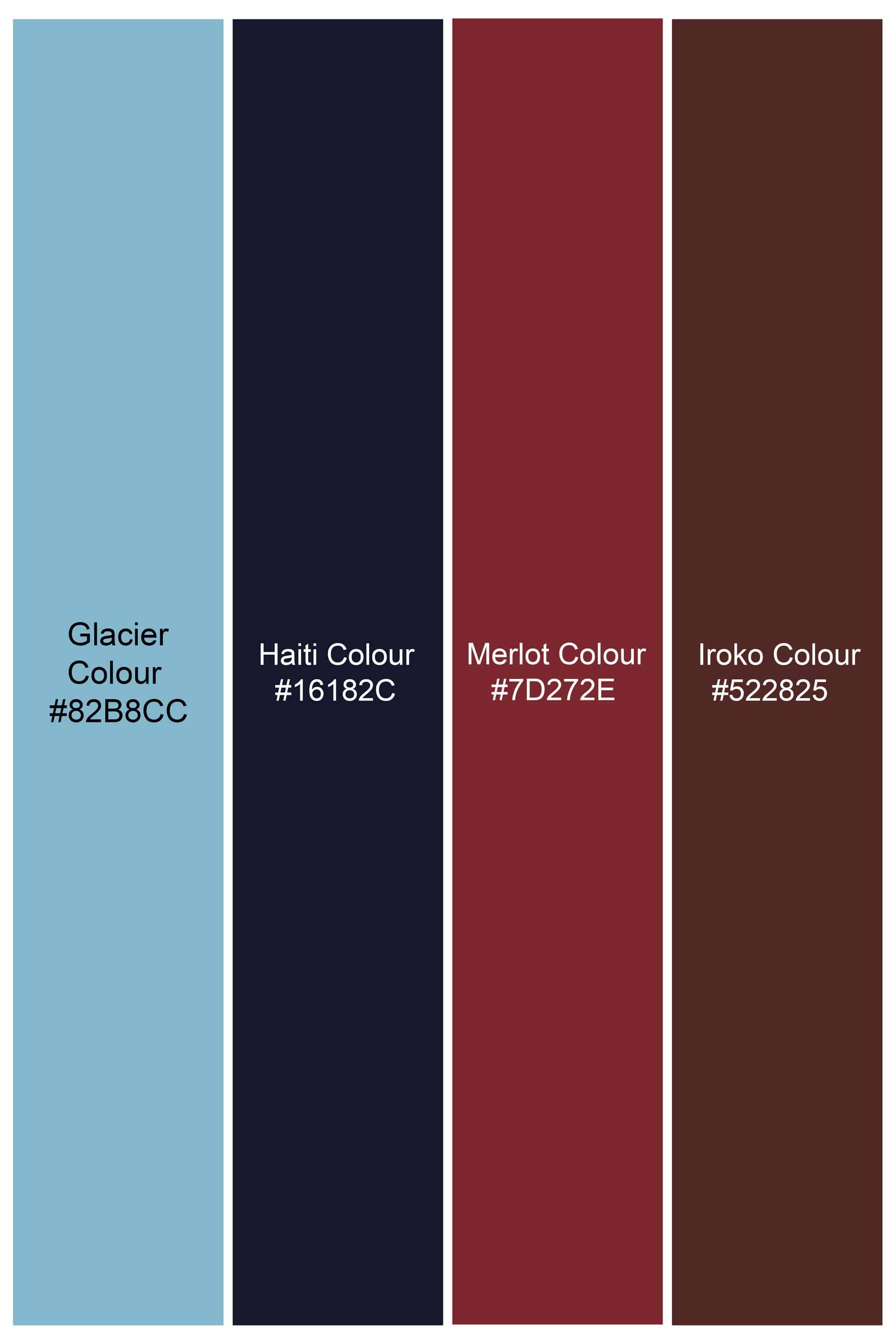 Glacier Blue and Merlot Red Twill Plaid Premium Cotton Shirt