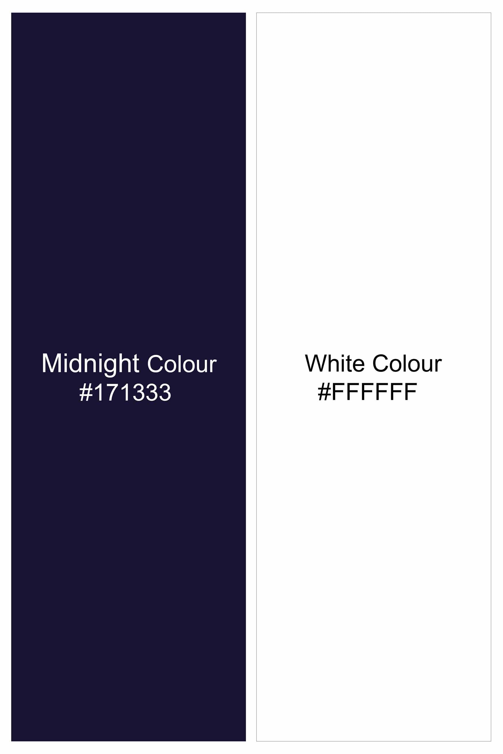 Midnight Blue and White Checkered Dobby Textured Premium Giza Cotton Shirt