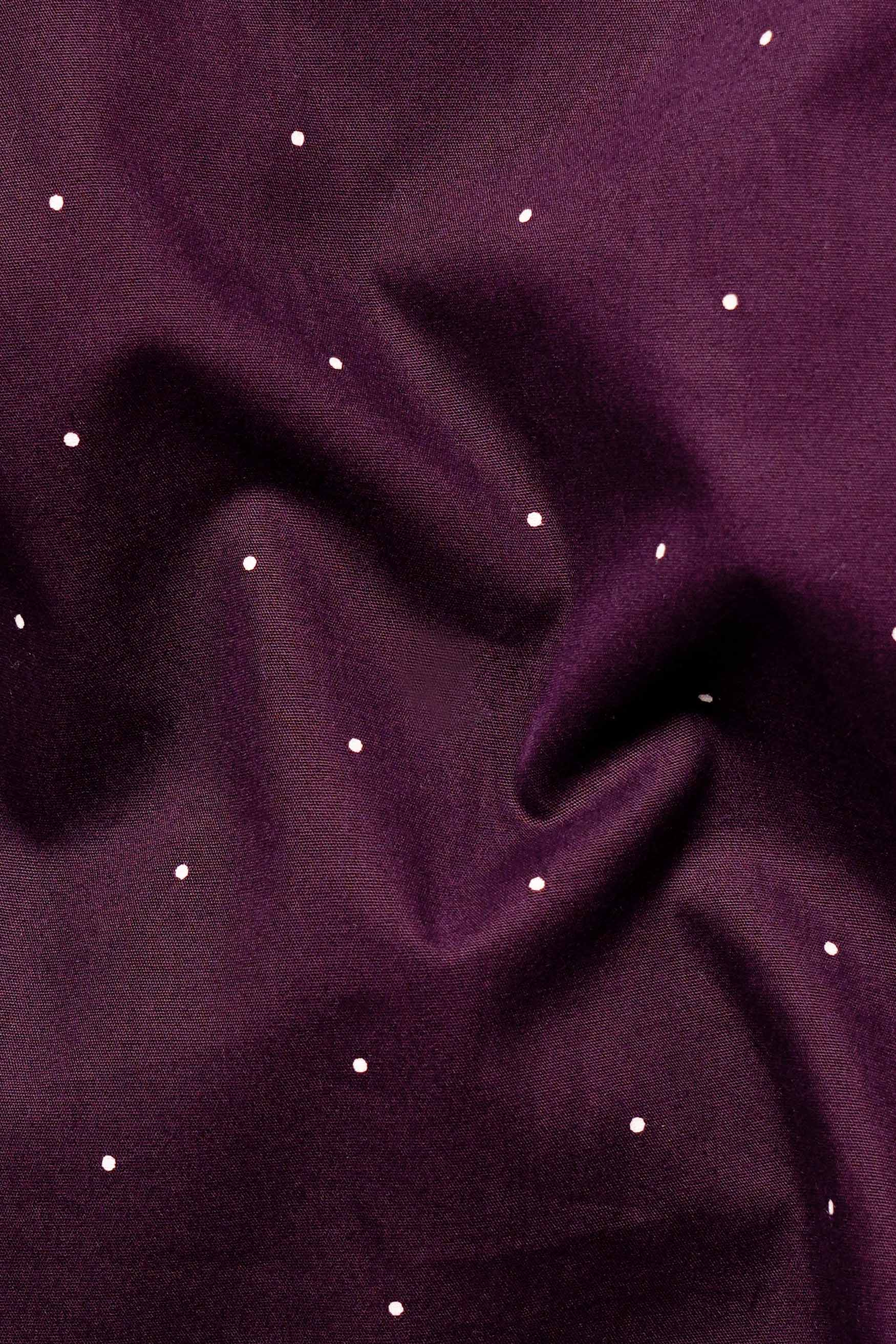 Eggplant Wine with White Dots Twill Premium Cotton Shirt
