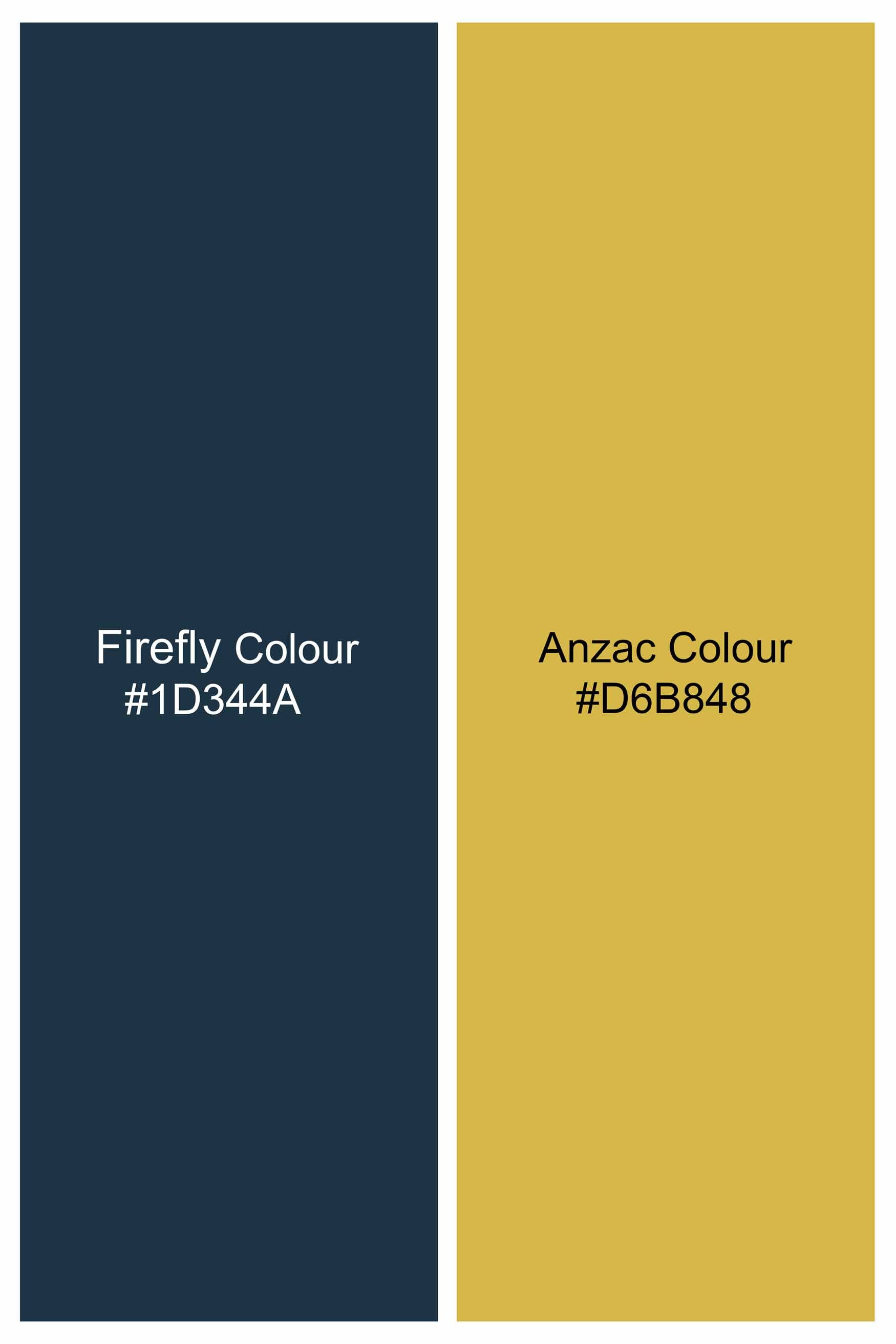 Firefly Blue and Anzac Yellow Subtle Sheen Super Soft Premium Cotton Designer Shirt