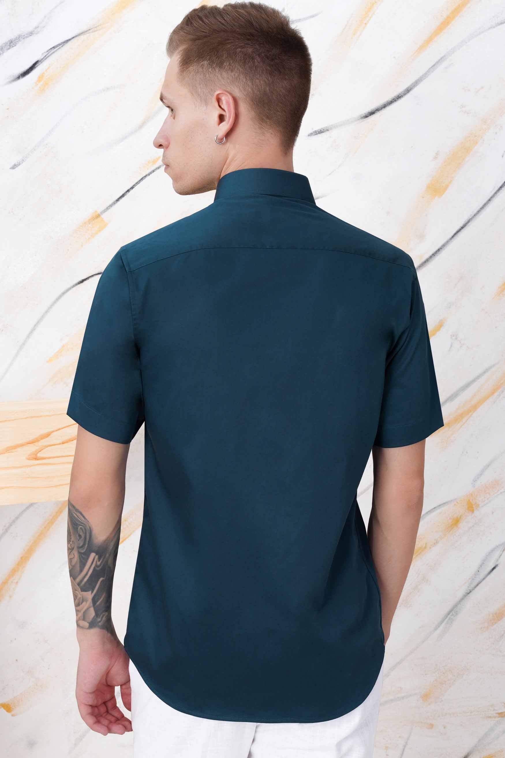 Firefly Blue and Anzac Yellow Subtle Sheen Super Soft Premium Cotton Designer Shirt