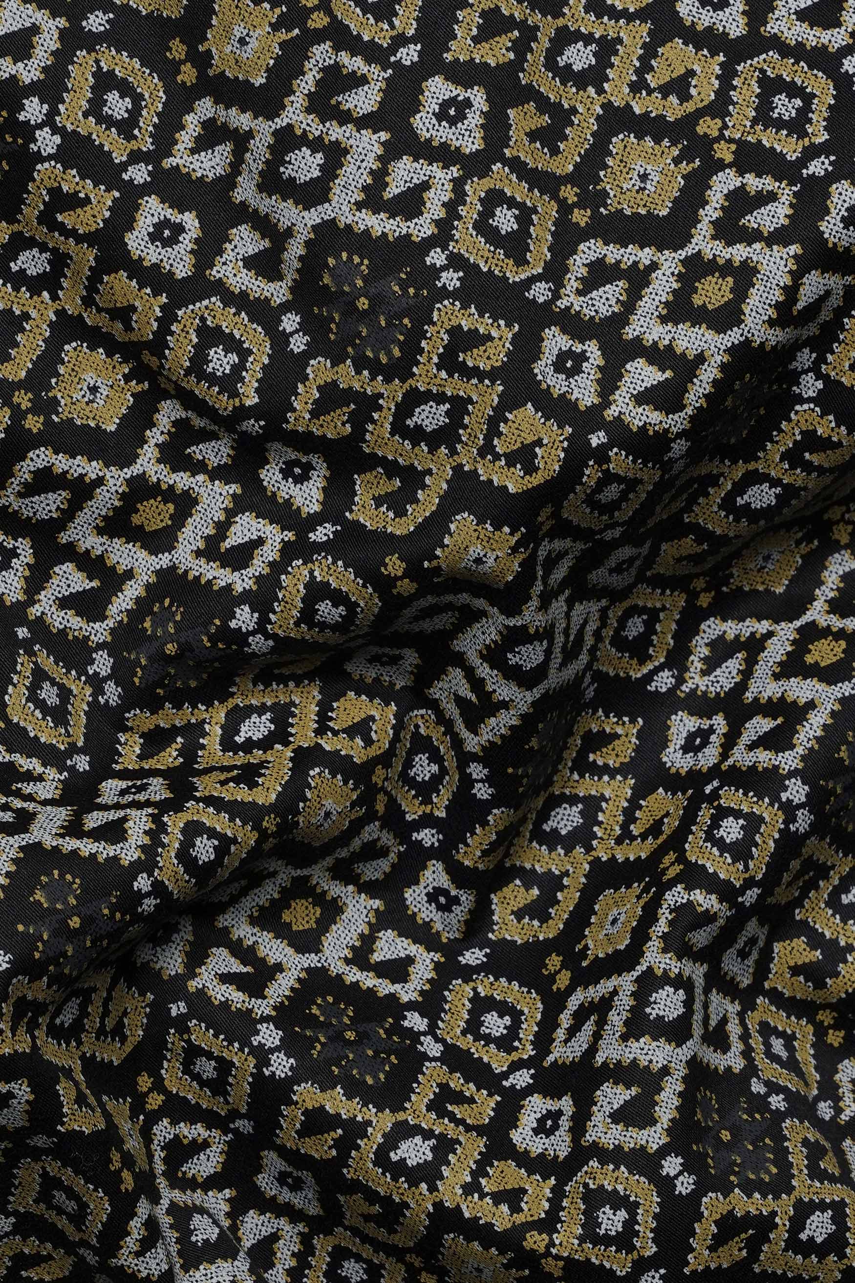Jade Black with Tiara Gray and Kumera Brown Printed Subtle Sheen Super Soft Premium Cotton Shirt