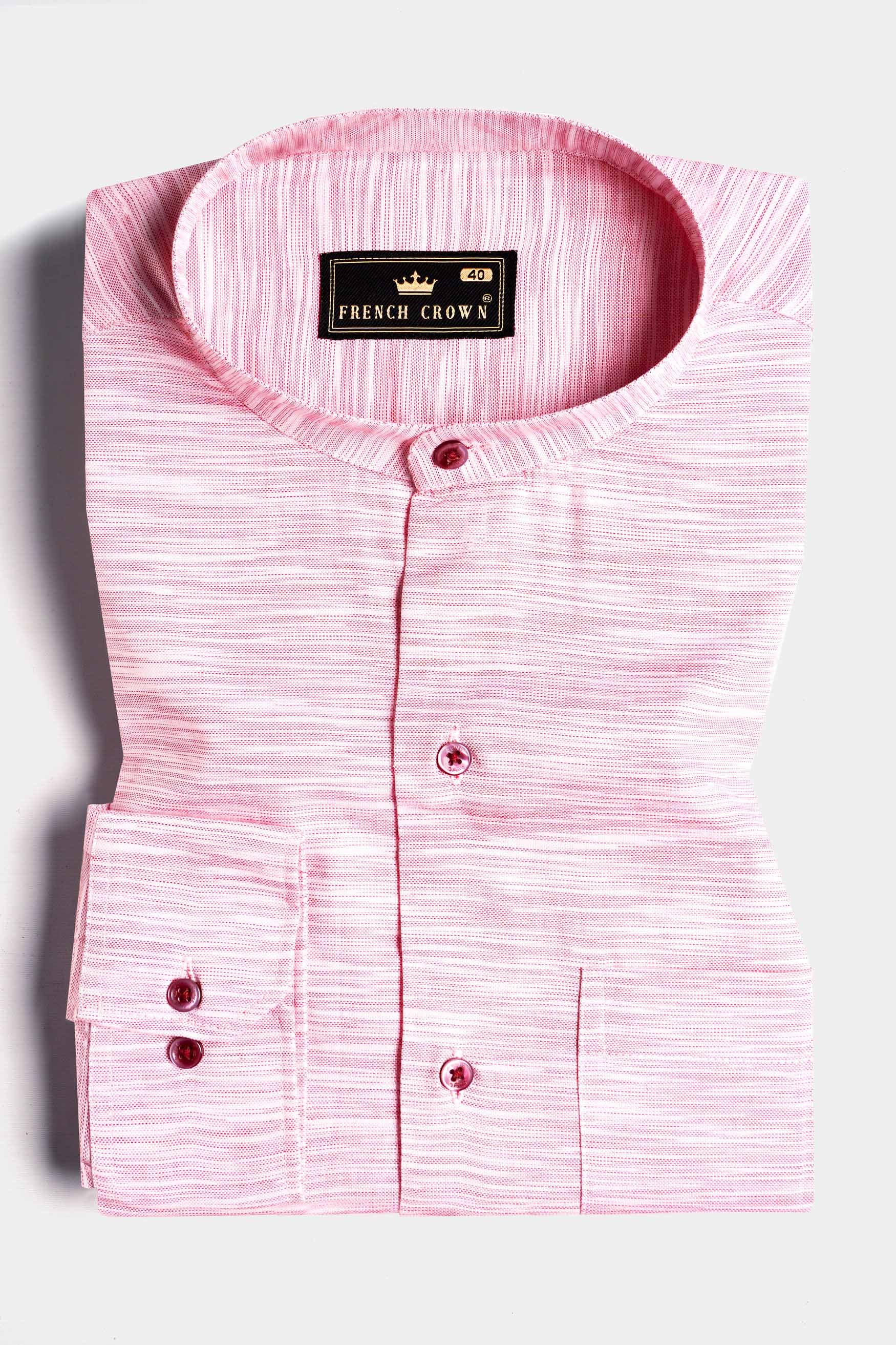 Taffy Pink and White Dobby Textured Premium Giza Cotton Shirt