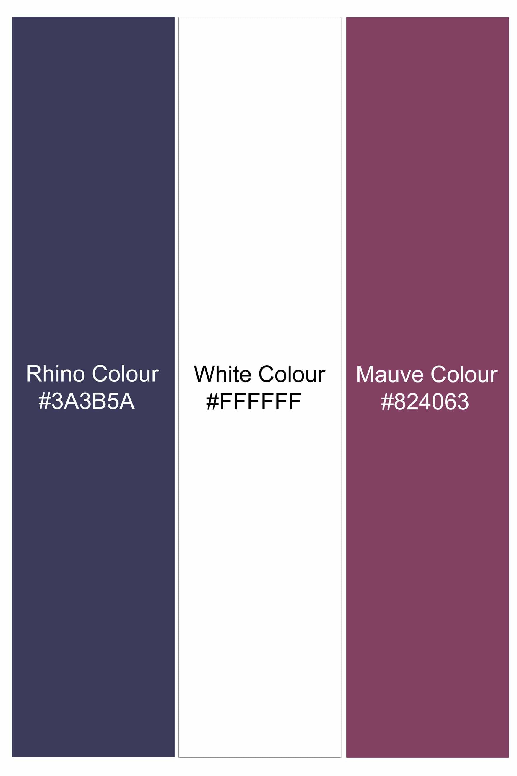 Rhino Blue with Muave Pink and White Plaid Luxurious linen Designer Shirt