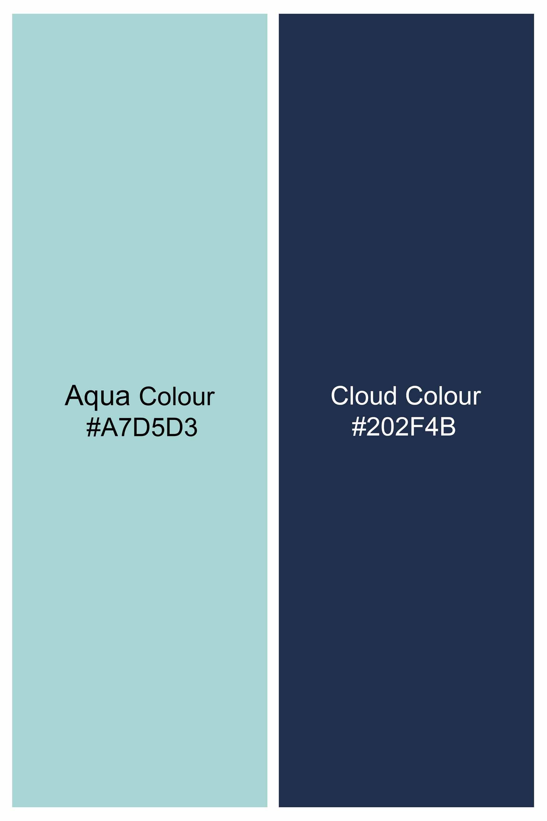 Aqua Blue Paisley Printed Subtle Sheen Super Soft Premium Cotton Shirt