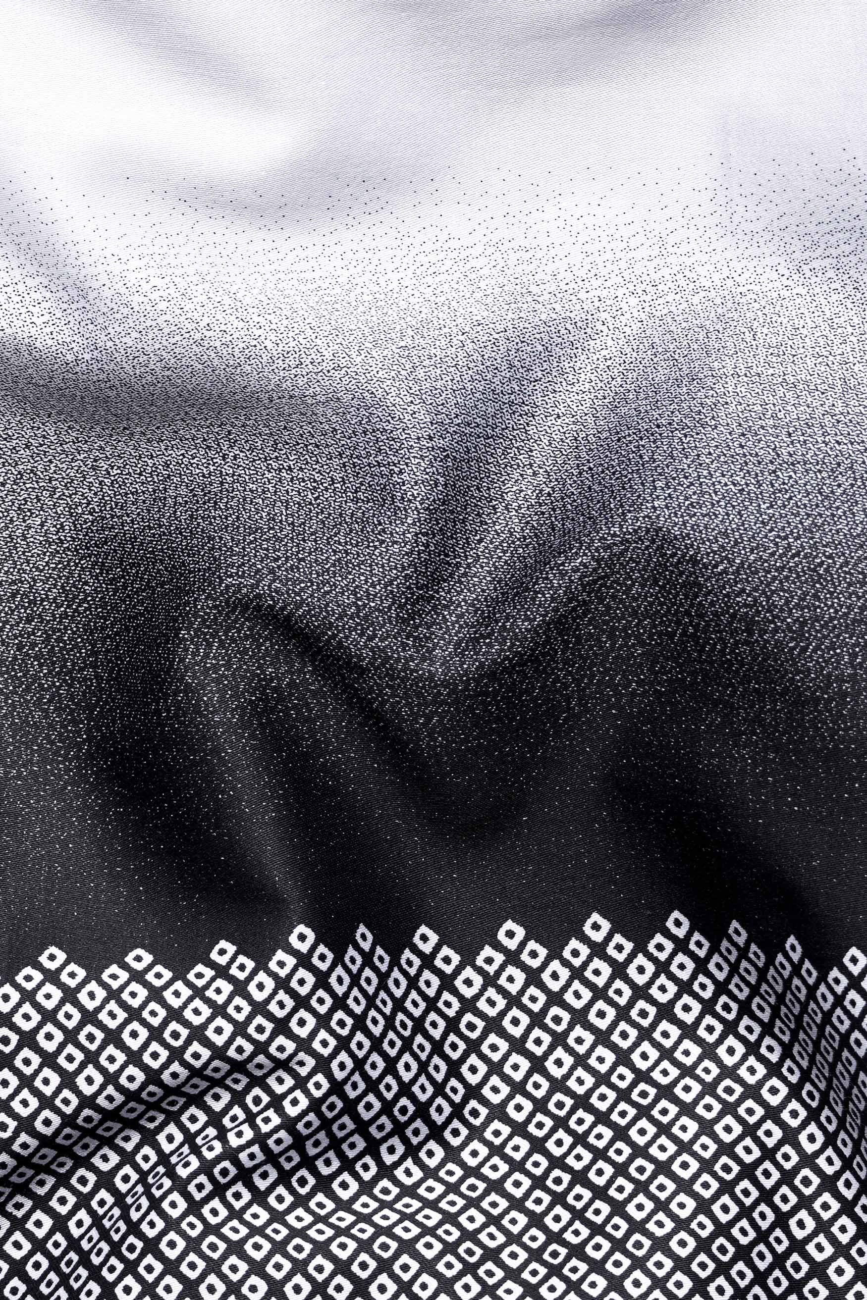 Bright White and Black Printed Subtle Sheen Super Soft Premium Cotton Shirt