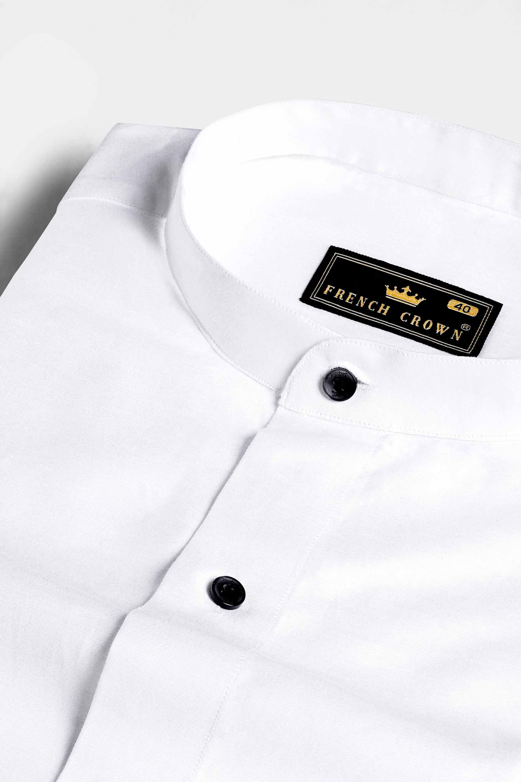 Bright White and Black Printed Subtle Sheen Super Soft Premium Cotton Shirt