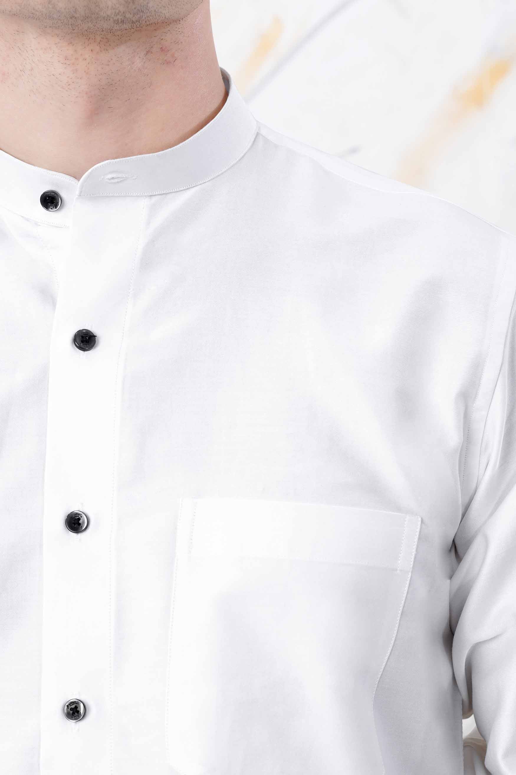 Bright White and Black Printed Subtle Sheen Super Soft Premium Cotton Shirt