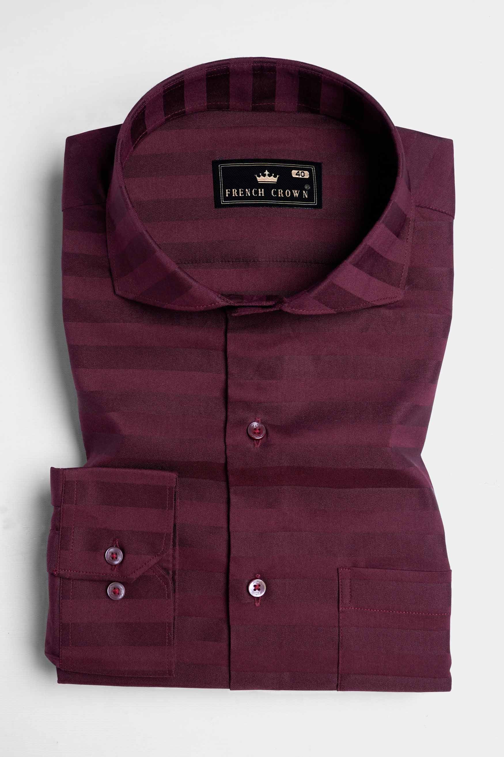 Barossa Maroon Striped Dobby Textured Premium Giza Cotton Shirt 11626-CA-RD-38, 11626-CA-RD-H-38, 11626-CA-RD-39, 11626-CA-RD-H-39, 11626-CA-RD-40, 11626-CA-RD-H-40, 11626-CA-RD-42, 11626-CA-RD-H-42, 11626-CA-RD-44, 11626-CA-RD-H-44, 11626-CA-RD-46, 11626-CA-RD-H-46, 11626-CA-RD-48, 11626-CA-RD-H-48, 11626-CA-RD-50, 11626-CA-RD-H-50, 11626-CA-RD-52, 11626-CA-RD-H-52