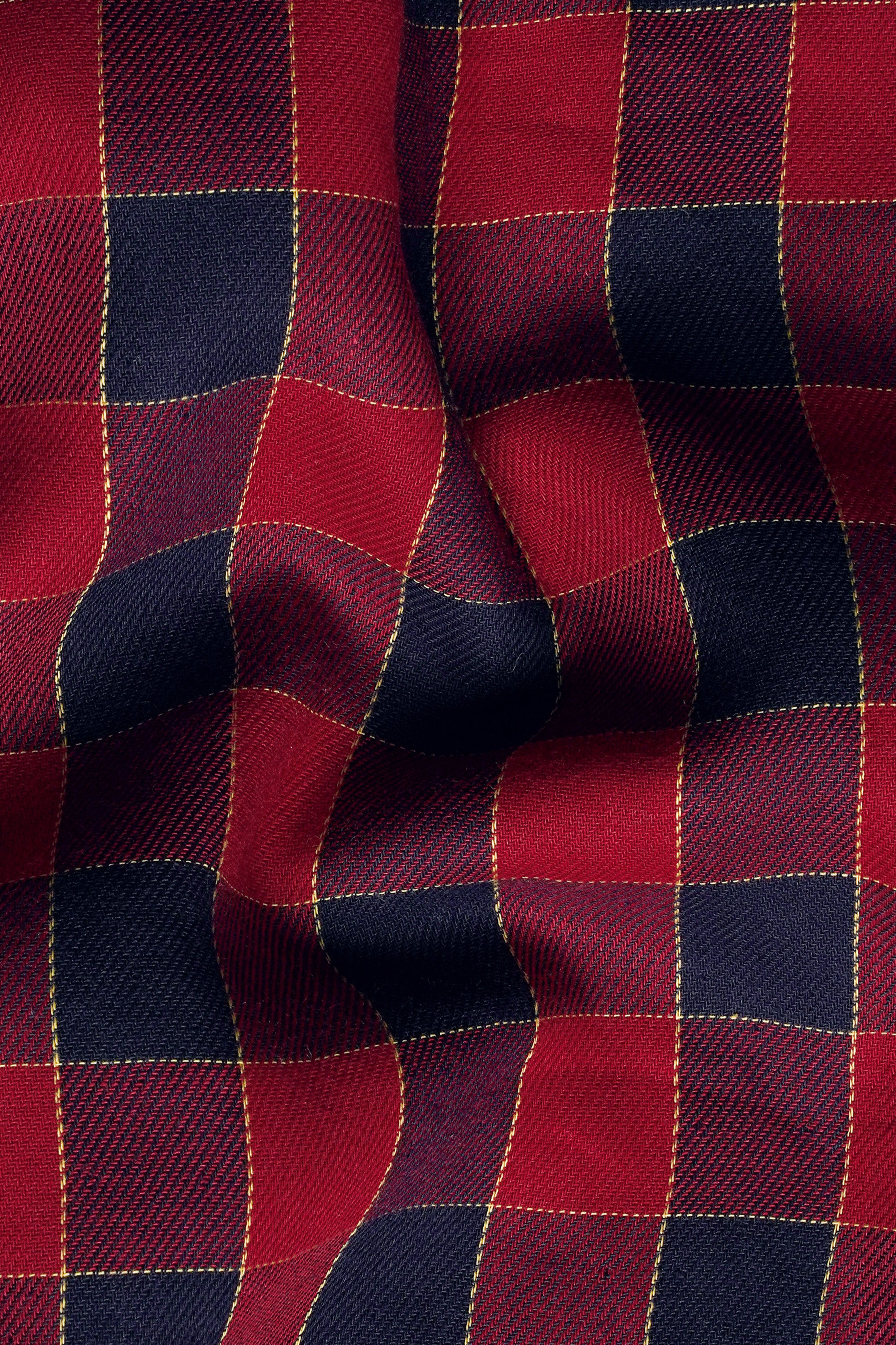 Shiraz Red and Haiti Blue Twill Checkered Premium Cotton Shirt