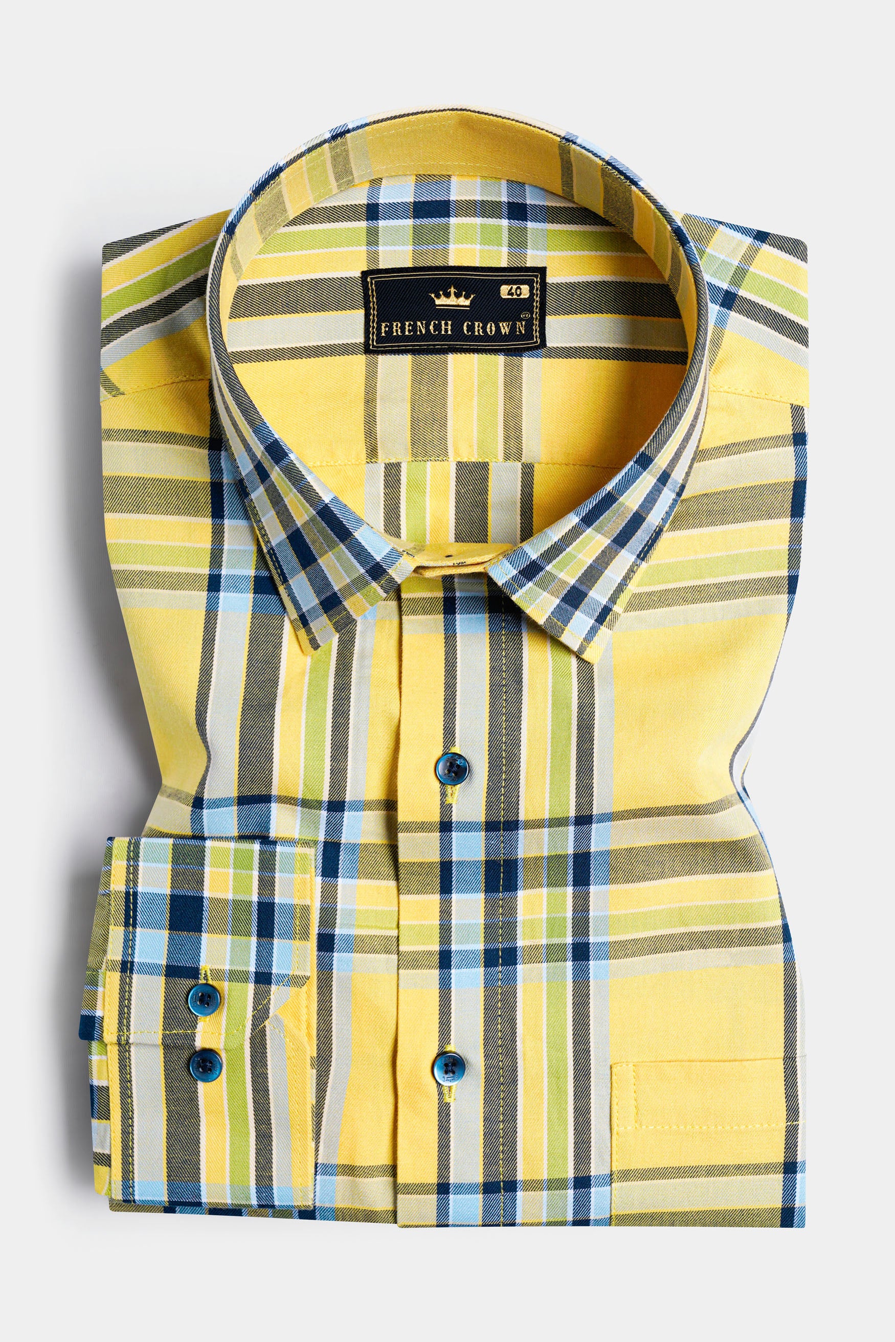 Sand Yellow and Downriver Blue Twill Plaid Premium Cotton Shirt 11679-BLE-38, 11679-BLE-H-38, 11679-BLE-39, 11679-BLE-H-39, 11679-BLE-40, 11679-BLE-H-40, 11679-BLE-42, 11679-BLE-H-42, 11679-BLE-44, 11679-BLE-H-44, 11679-BLE-46, 11679-BLE-H-46, 11679-BLE-48, 11679-BLE-H-48, 11679-BLE-50, 11679-BLE-H-50, 11679-BLE-52, 11679-BLE-H-52