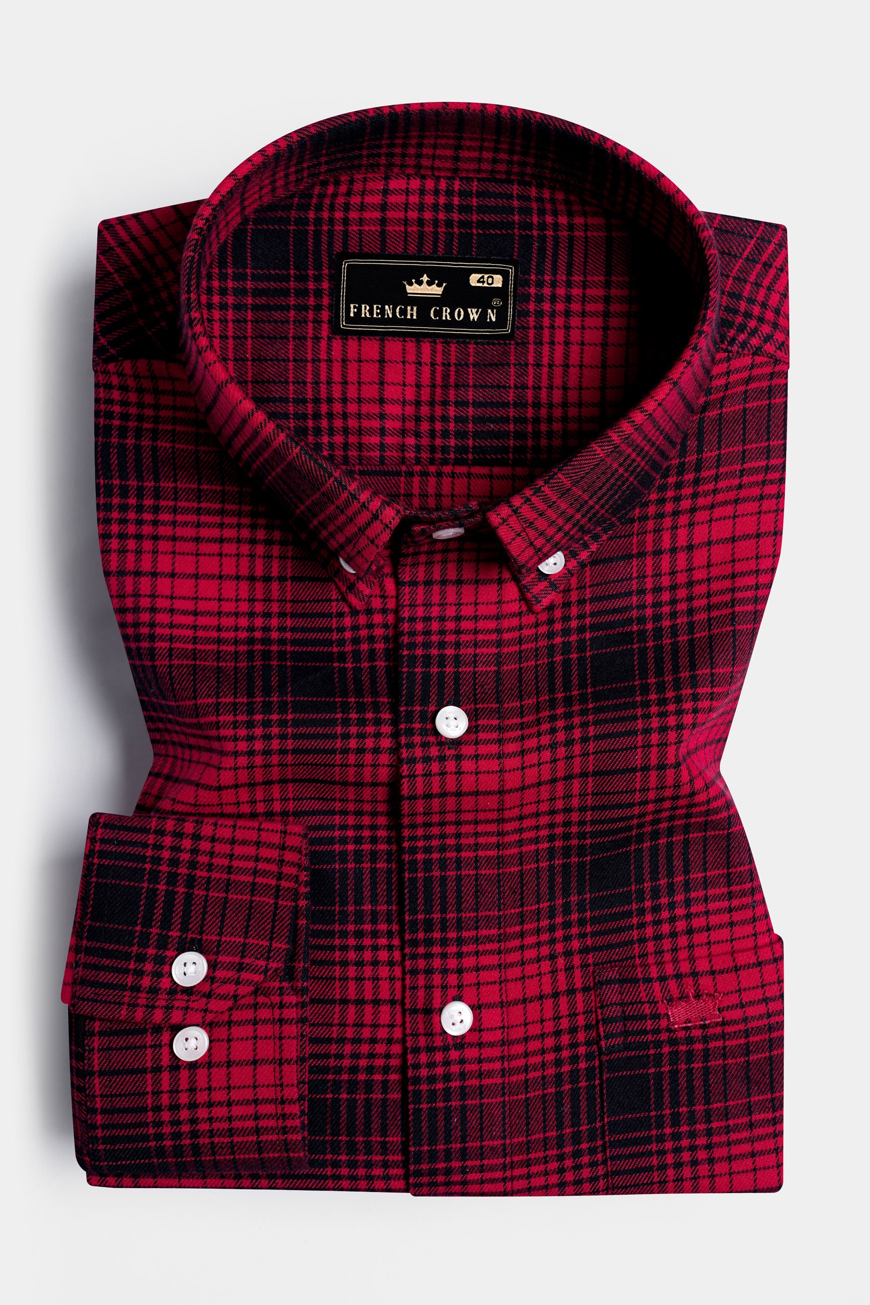 Crimson Red and Black Checkered Flannel Button Down Shirt 11681-BD-38, 11681-BD-H-38, 11681-BD-39, 11681-BD-H-39, 11681-BD-40, 11681-BD-H-40, 11681-BD-42, 11681-BD-H-42, 11681-BD-44, 11681-BD-H-44, 11681-BD-46, 11681-BD-H-46, 11681-BD-48, 11681-BD-H-48, 11681-BD-50, 11681-BD-H-50, 11681-BD-52, 11681-BD-H-52