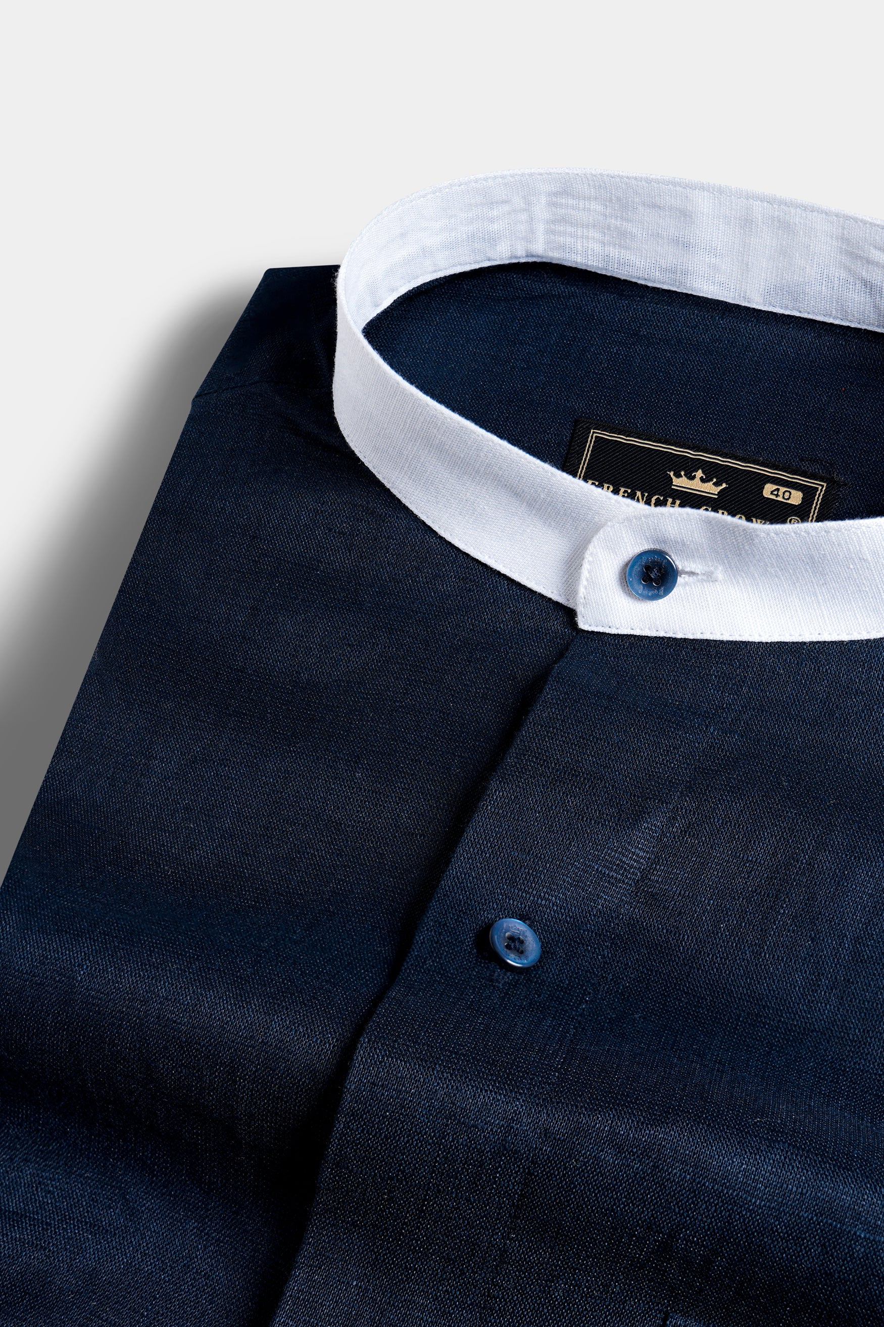 Cinder Blue with White Mandarin Collar Luxurious Linen Shirt 11694-M-WC-BLE-38, 11694-M-WC-BLE-H-38, 11694-M-WC-BLE-39, 11694-M-WC-BLE-H-39, 11694-M-WC-BLE-40, 11694-M-WC-BLE-H-40, 11694-M-WC-BLE-42, 11694-M-WC-BLE-H-42, 11694-M-WC-BLE-44, 11694-M-WC-BLE-H-44, 11694-M-WC-BLE-46, 11694-M-WC-BLE-H-46, 11694-M-WC-BLE-48, 11694-M-WC-BLE-H-48, 11694-M-WC-BLE-50, 11694-M-WC-BLE-H-50, 11694-M-WC-BLE-52, 11694-M-WC-BLE-H-52