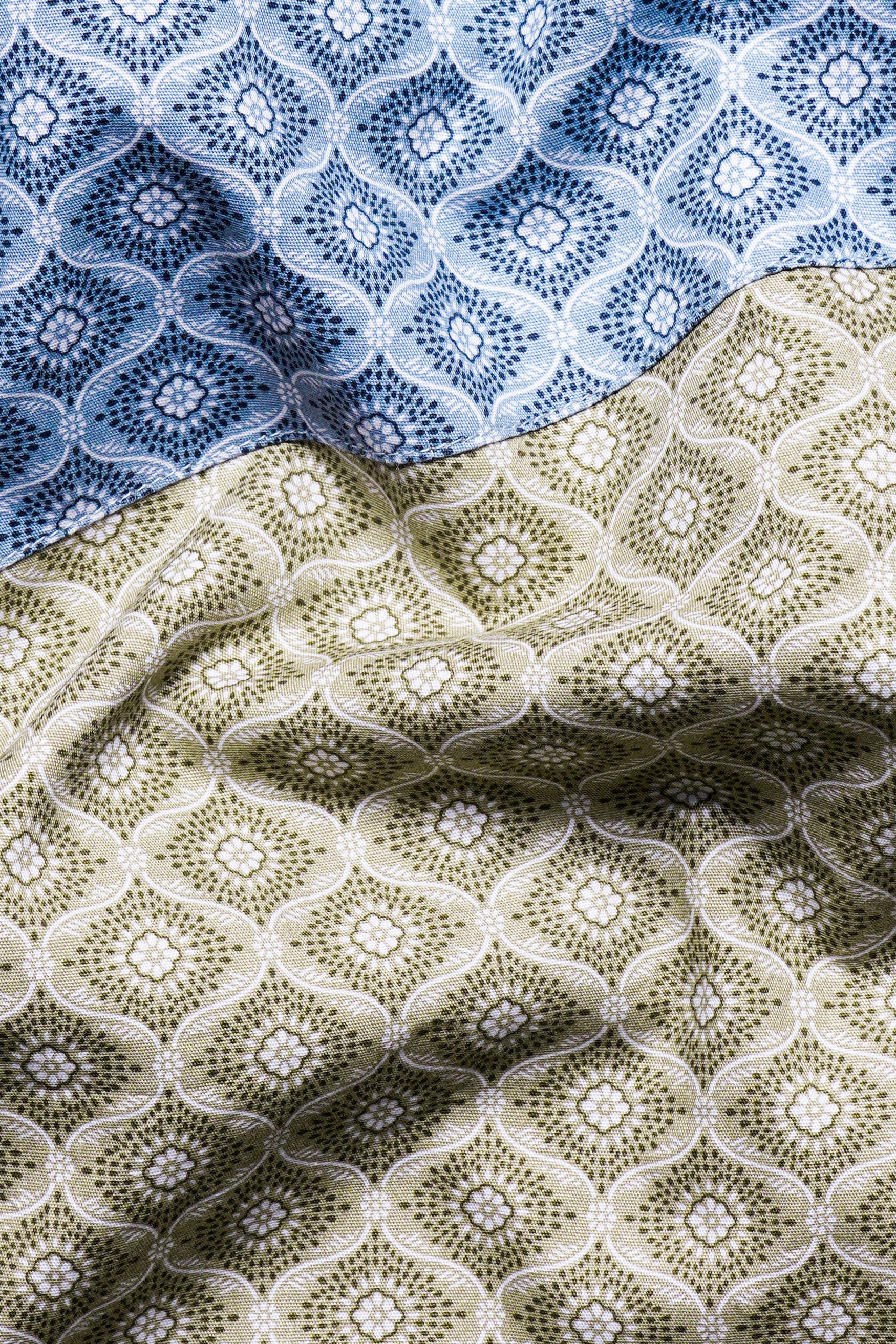 Bison Brown with Danube Blue and White Geometric Printed Premium Cotton Designer Shirt 11695-P500-38, 11695-P500-H-38, 11695-P500-39, 11695-P500-H-39, 11695-P500-40, 11695-P500-H-40, 11695-P500-42, 11695-P500-H-42, 11695-P500-44, 11695-P500-H-44, 11695-P500-46, 11695-P500-H-46, 11695-P500-48, 11695-P500-H-48, 11695-P500-50, 11695-P500-H-50, 11695-P500-52, 11695-P500-H-52