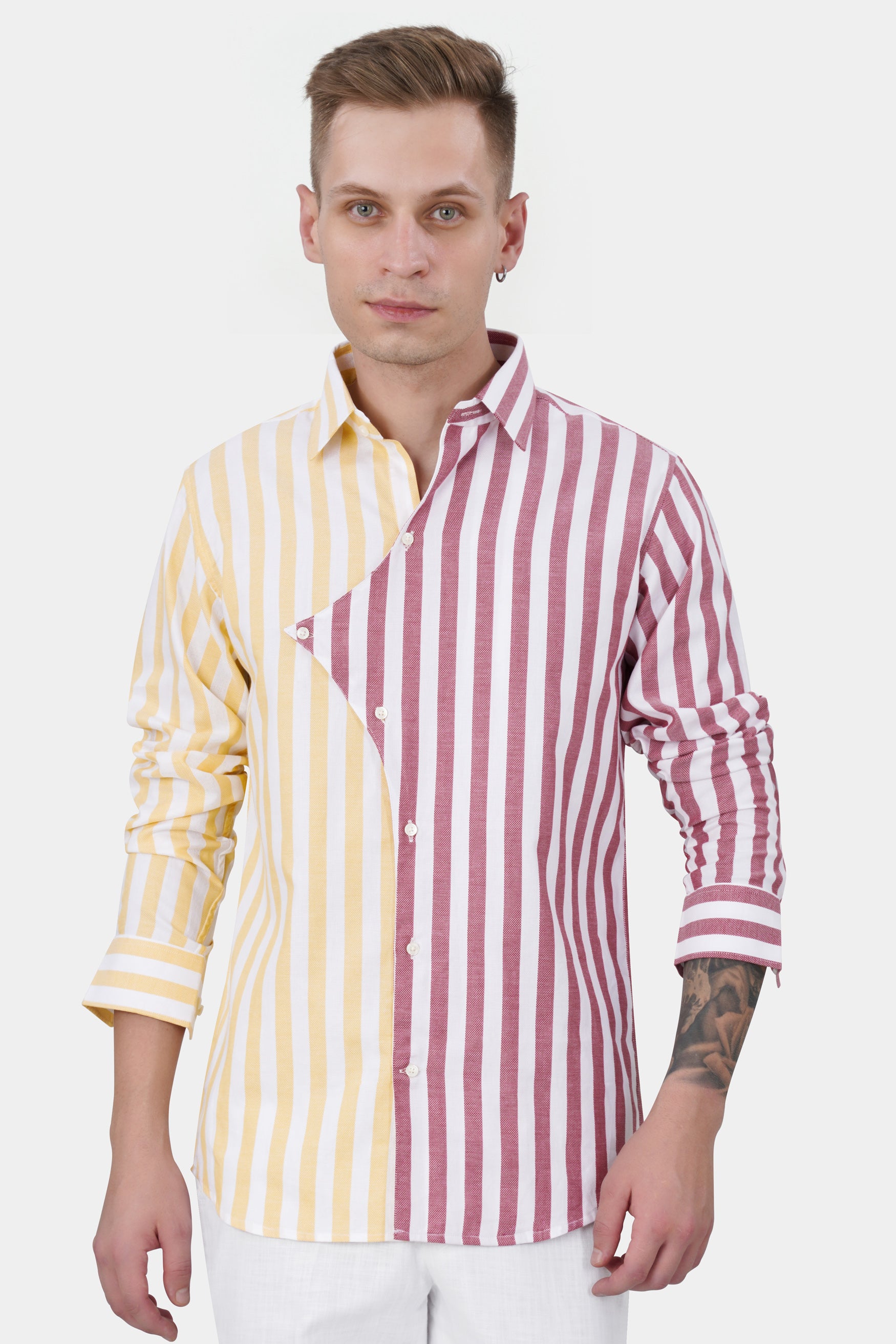Hibiscus Pink with White and Navajo Yellow Striped Dobby Textured Premium Giza Cotton Designer Shirt 11710-D9-38, 11710-D9-H-38, 11710-D9-39, 11710-D9-H-39, 11710-D9-40, 11710-D9-H-40, 11710-D9-42, 11710-D9-H-42, 11710-D9-44, 11710-D9-H-44, 11710-D9-46, 11710-D9-H-46, 11710-D9-48, 11710-D9-H-48, 11710-D9-50, 11710-D9-H-50, 11710-D9-52, 11710-D9-H-52