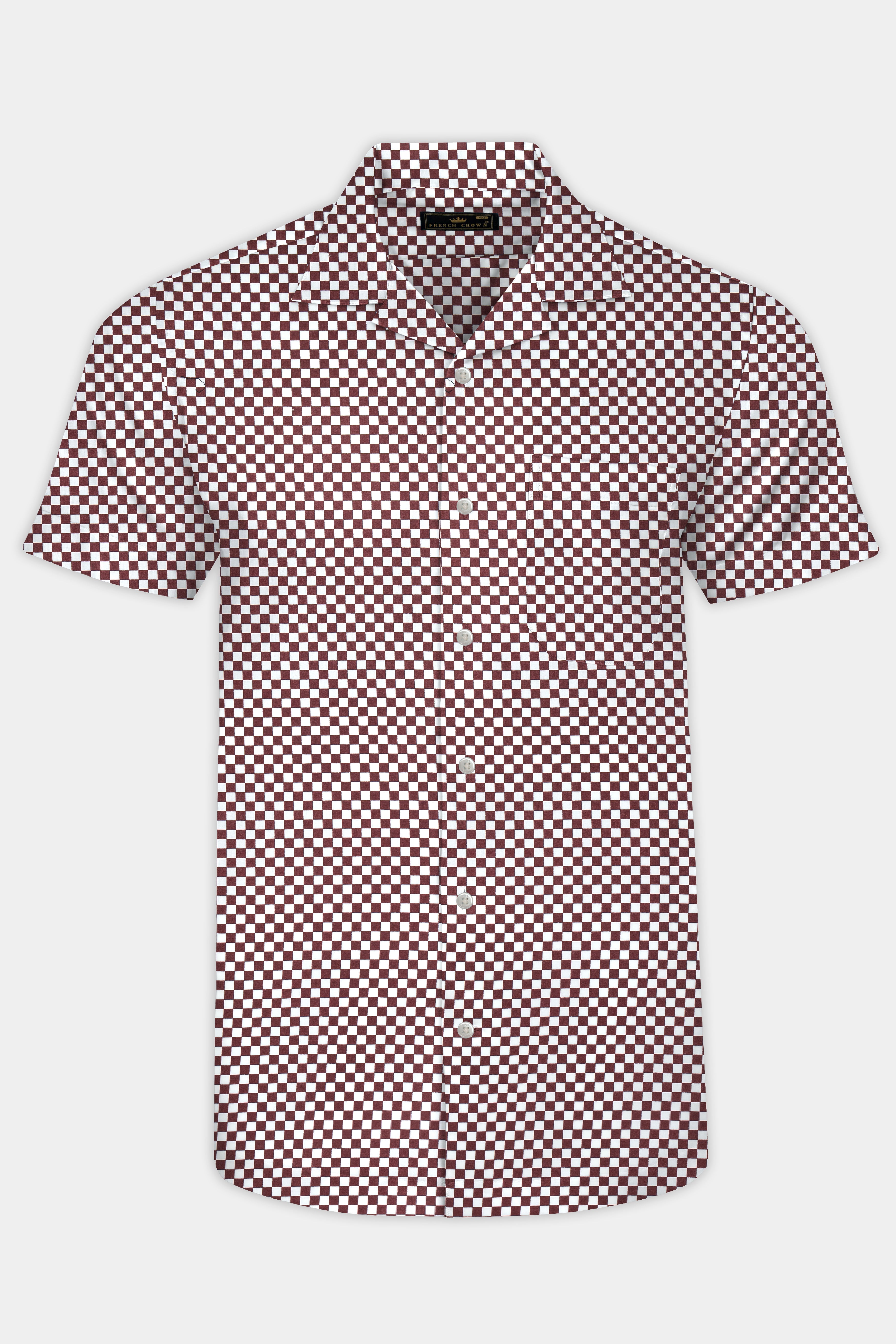 Crater Brown and White Checked Premium Cotton Shirt