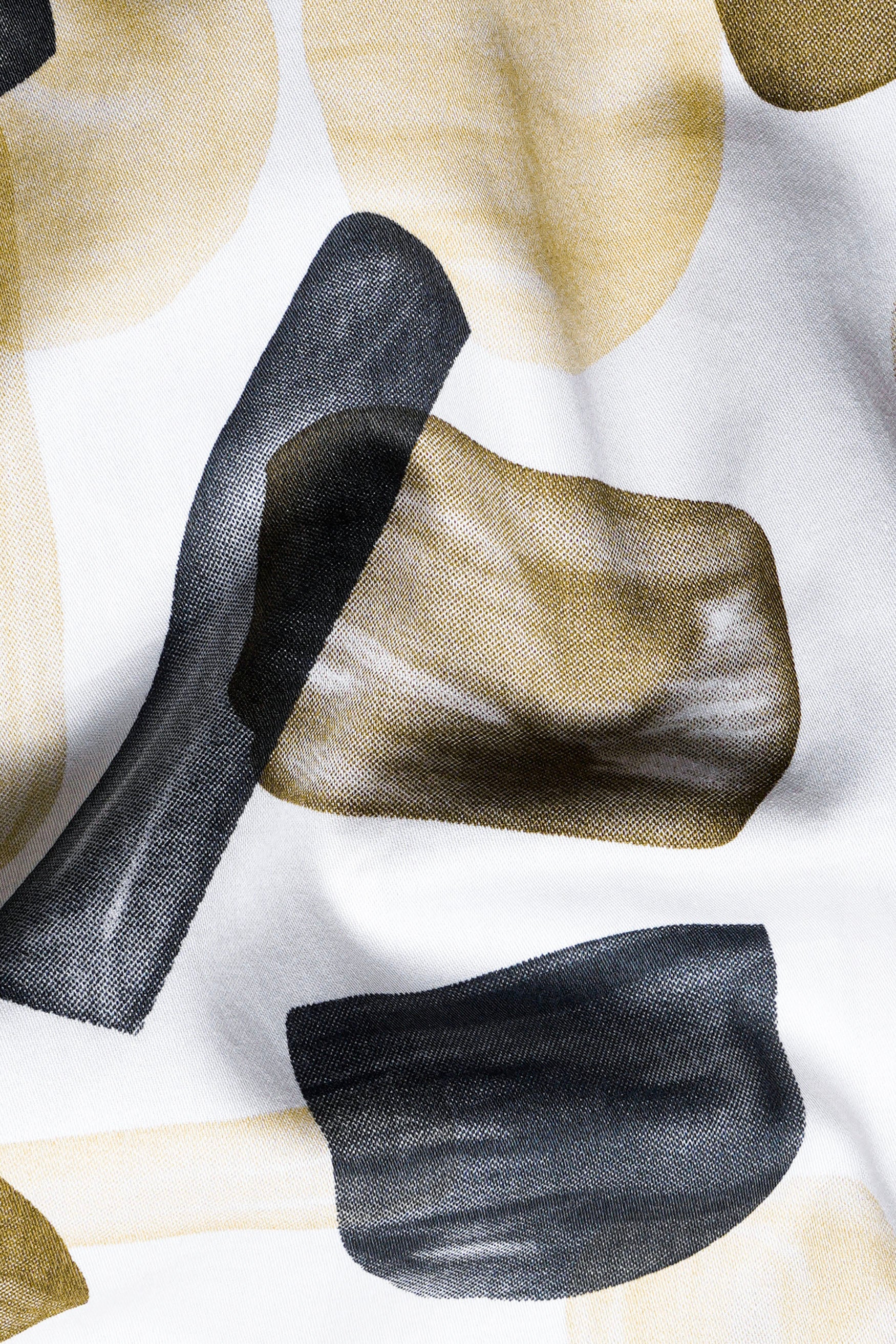 Bright White and Umber Brown Abstract Printed Subtle Sheen Super Soft Premium Cotton Shirt