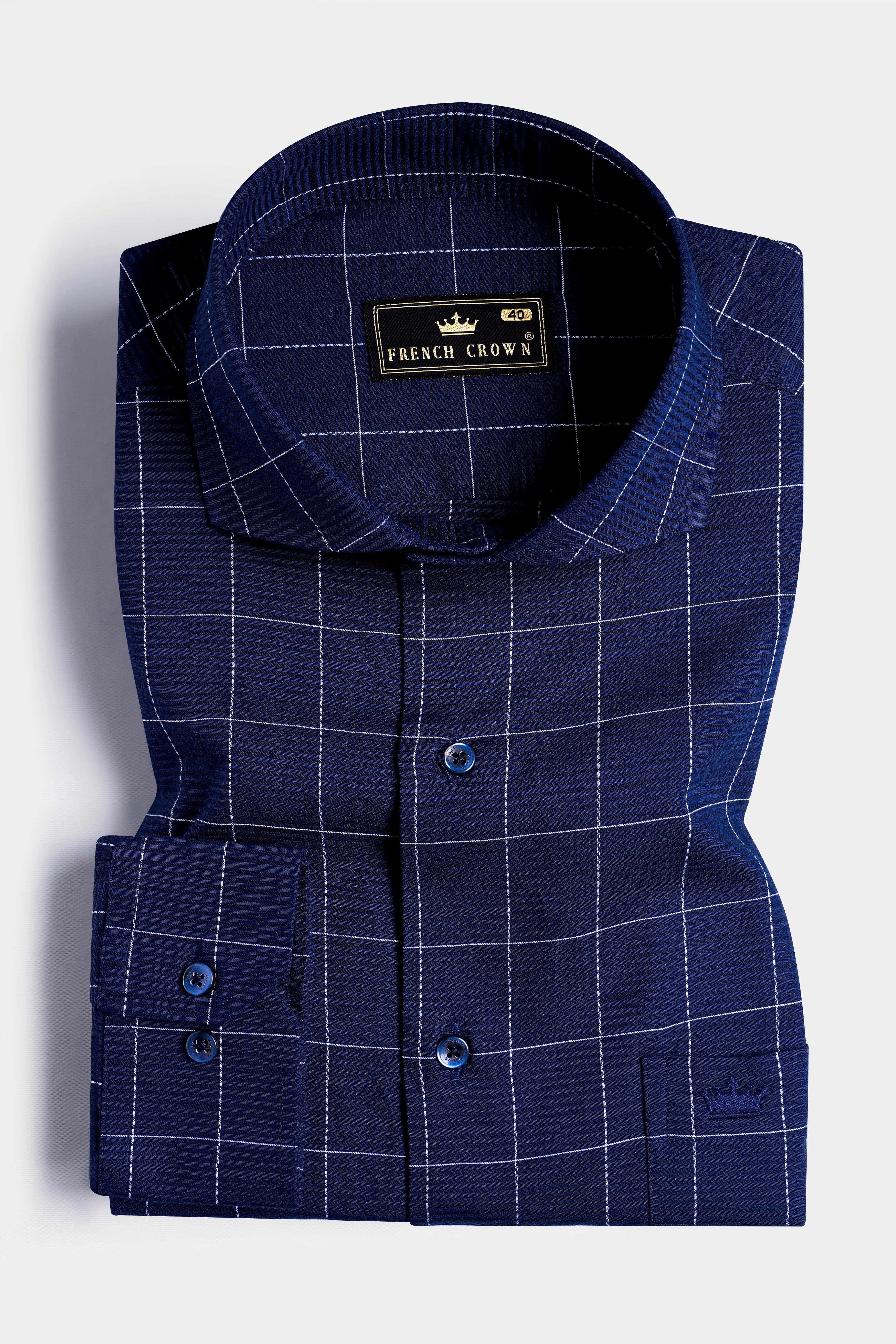 Midnight Blue Windowpane Dobby Textured Premium Giza Cotton Shirt 11719-CA-BLE-38, 11719-CA-BLE-H-38, 11719-CA-BLE-39, 11719-CA-BLE-H-39, 11719-CA-BLE-40, 11719-CA-BLE-H-40, 11719-CA-BLE-42, 11719-CA-BLE-H-42, 11719-CA-BLE-44, 11719-CA-BLE-H-44, 11719-CA-BLE-46, 11719-CA-BLE-H-46, 11719-CA-BLE-48, 11719-CA-BLE-H-48, 11719-CA-BLE-50, 11719-CA-BLE-H-50, 11719-CA-BLE-52, 11719-CA-BLE-H-52