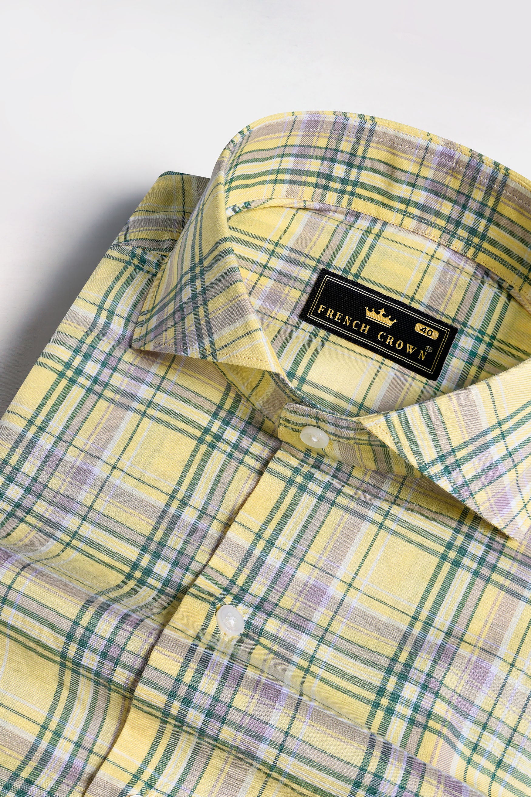 Marzipan Yellow and Lilac Purple Twill Plaid Premium Cotton Shirt 11730-CA-38, 11730-CA-H-38, 11730-CA-39, 11730-CA-H-39, 11730-CA-40, 11730-CA-H-40, 11730-CA-42, 11730-CA-H-42, 11730-CA-44, 11730-CA-H-44, 11730-CA-46, 11730-CA-H-46, 11730-CA-48, 11730-CA-H-48, 11730-CA-50, 11730-CA-H-50, 11730-CA-52, 11730-CA-H-52