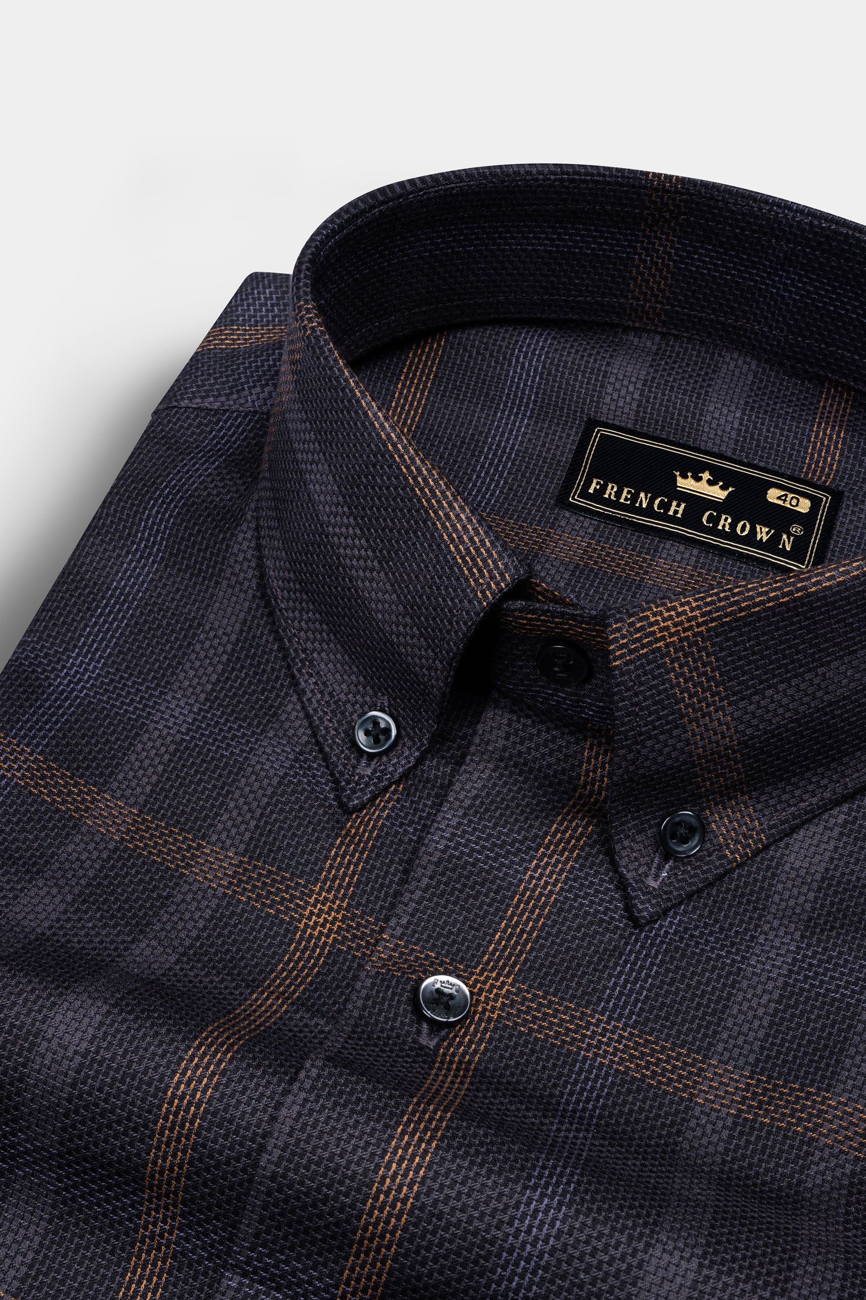 Gondola Black and Mist Gray Checkered Dobby Textured Premium Giza Cotton Shirt