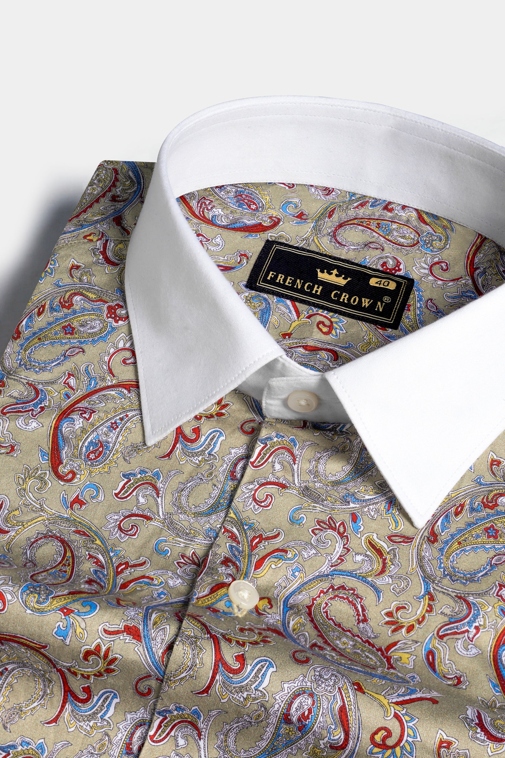 Pavlova Brown and Stiletto Red Multicolour Paisley Printed with White Cuffs and Collar Subtle Sheen Super Soft Premium Cotton Shirt 11736-WCC-38, 11736-WCC-H-38, 11736-WCC-39, 11736-WCC-H-39, 11736-WCC-40, 11736-WCC-H-40, 11736-WCC-42, 11736-WCC-H-42, 11736-WCC-44, 11736-WCC-H-44, 11736-WCC-46, 11736-WCC-H-46, 11736-WCC-48, 11736-WCC-H-48, 11736-WCC-50, 11736-WCC-H-50, 11736-WCC-52, 11736-WCC-H-52