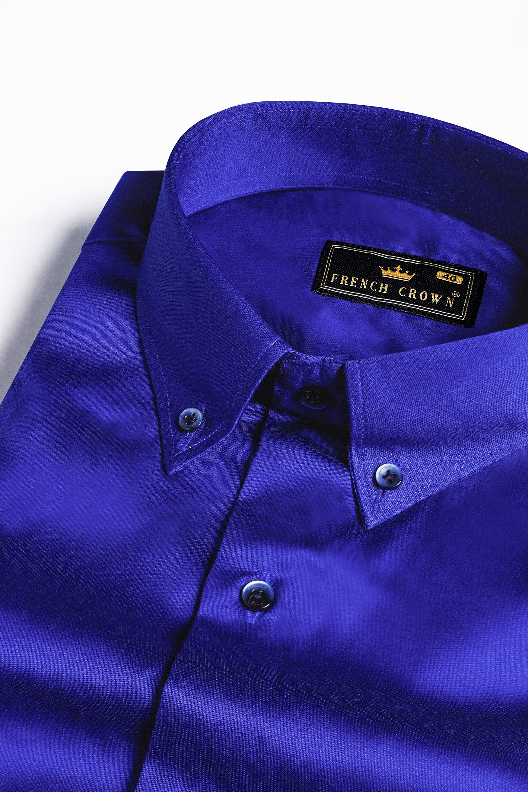 Lapis Blue Casual Plain-Solid Premium Cotton Button-Down Shirt for Men 16in / 40cm / M / Half / Short Sleeves