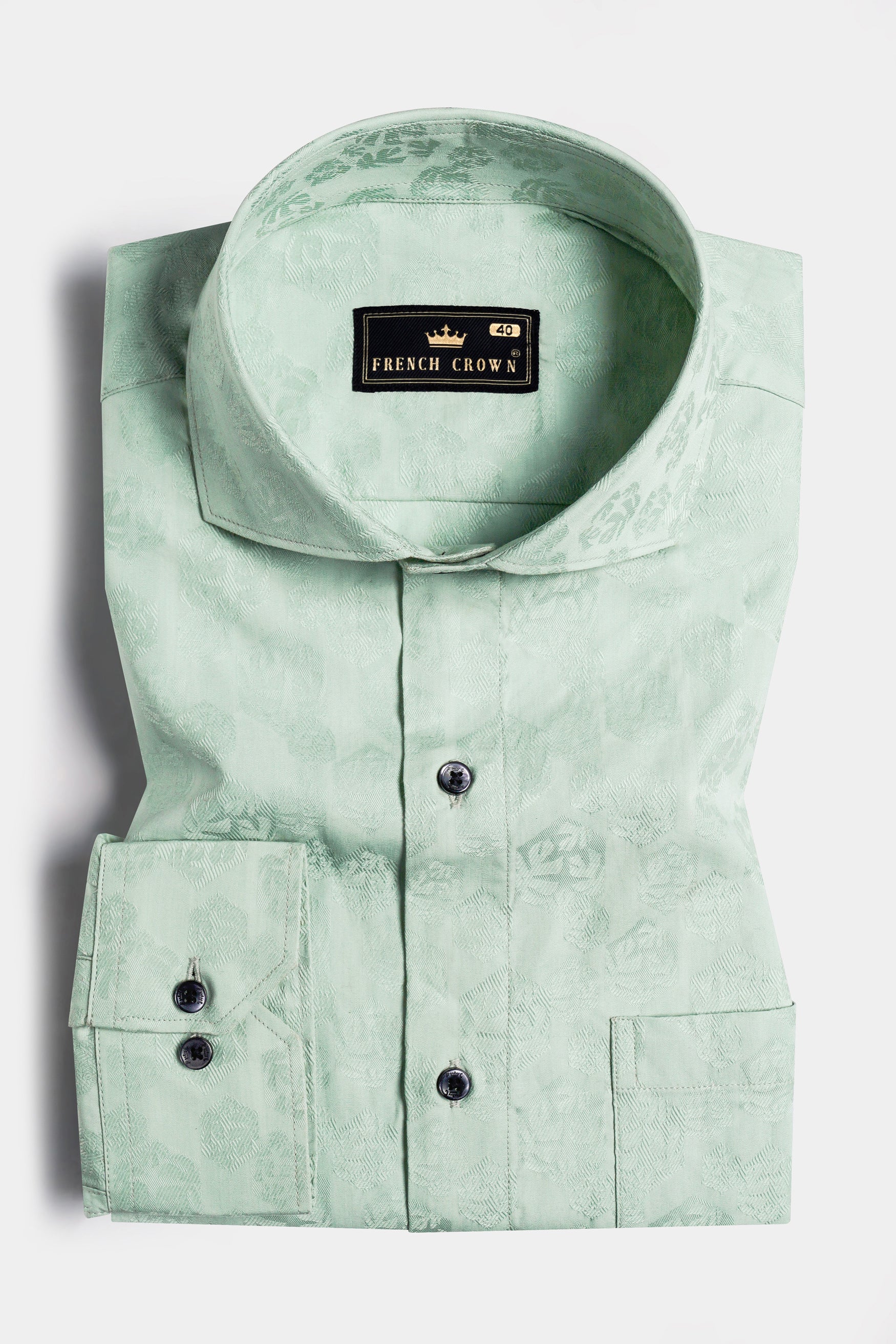 Surf Green Jacquard Textured Premium Giza Cotton Shirt 11739-CA-BLK-38, 11739-CA-BLK-H-38, 11739-CA-BLK-39, 11739-CA-BLK-H-39, 11739-CA-BLK-40, 11739-CA-BLK-H-40, 11739-CA-BLK-42, 11739-CA-BLK-H-42, 11739-CA-BLK-44, 11739-CA-BLK-H-44, 11739-CA-BLK-46, 11739-CA-BLK-H-46, 11739-CA-BLK-48, 11739-CA-BLK-H-48, 11739-CA-BLK-50, 11739-CA-BLK-H-50, 11739-CA-BLK-52, 11739-CA-BLK-H-52